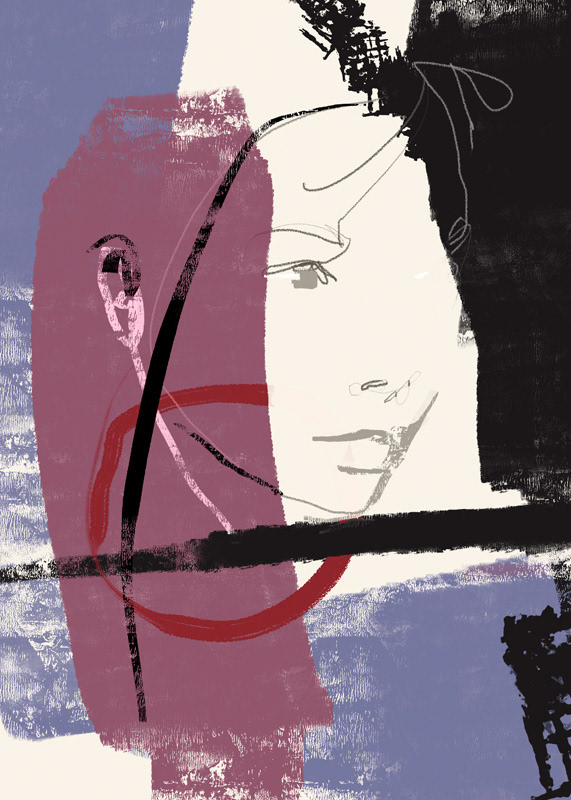 BYORK Fineart print 50x70 cm Original abstract portrait Digital painting on Hahnemühle Museum Etching 300g signed and certified.One-of-a-kind Artwork € 250,00