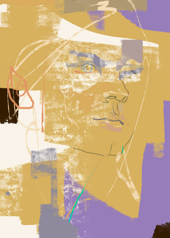 COBAIN Fineart print 50x70 cm Original abstract portrait Digital painting on Hahnemühle Museum Etching 300g signed and certified.One-of-a-kind Artwork € 250,00