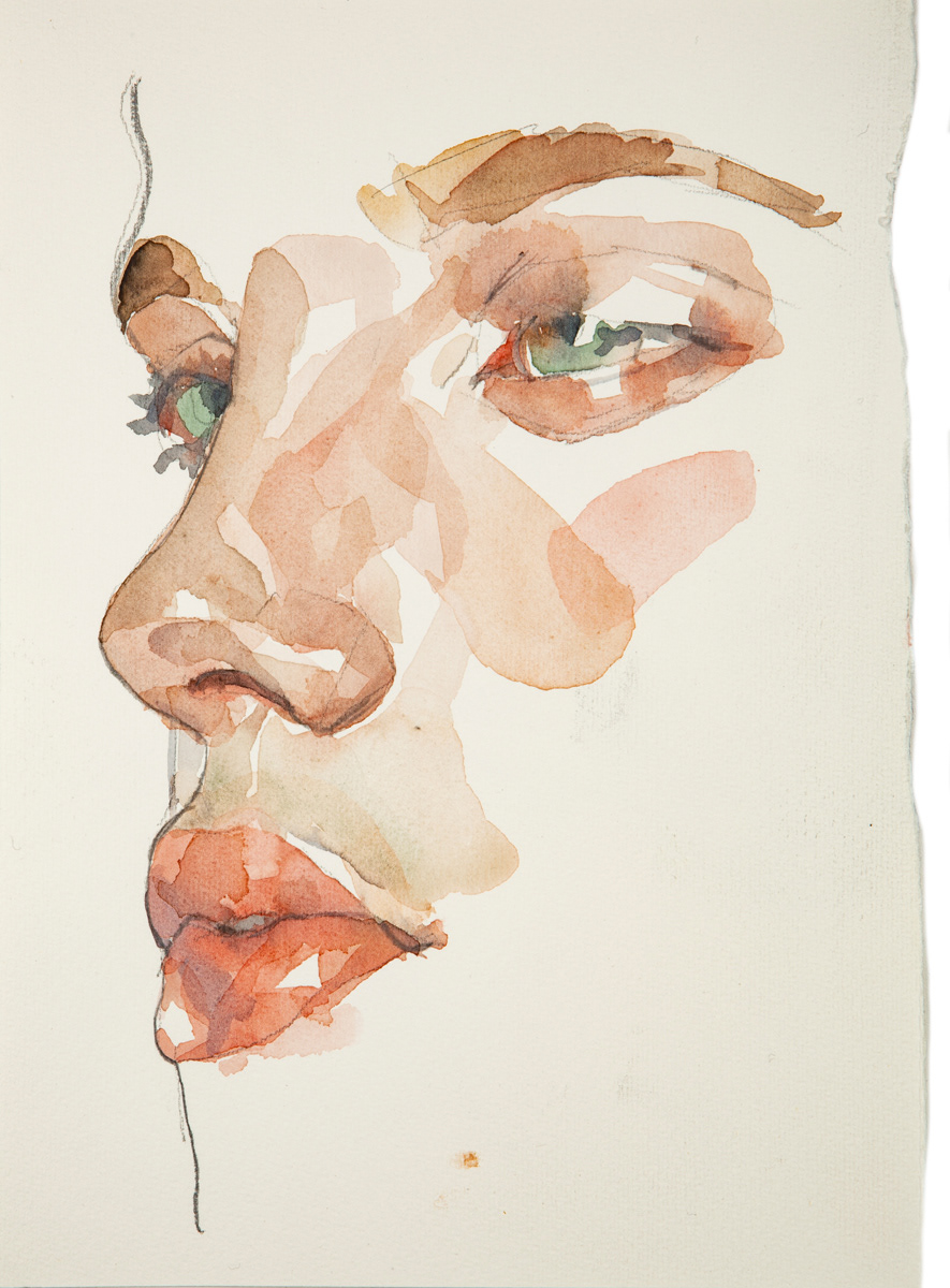 Portrait commission watercolor on paper