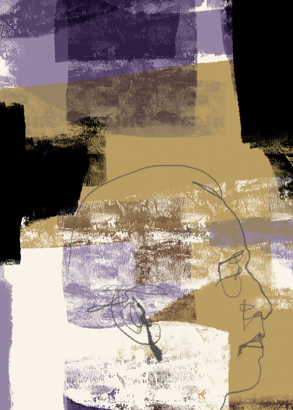 PAGE Fineart print 50x70 cm Original abstract portrait Digital painting on Hahnemühle Museum Etching 300g signed and certified.One-of-a-kind Artwork € 250,00
