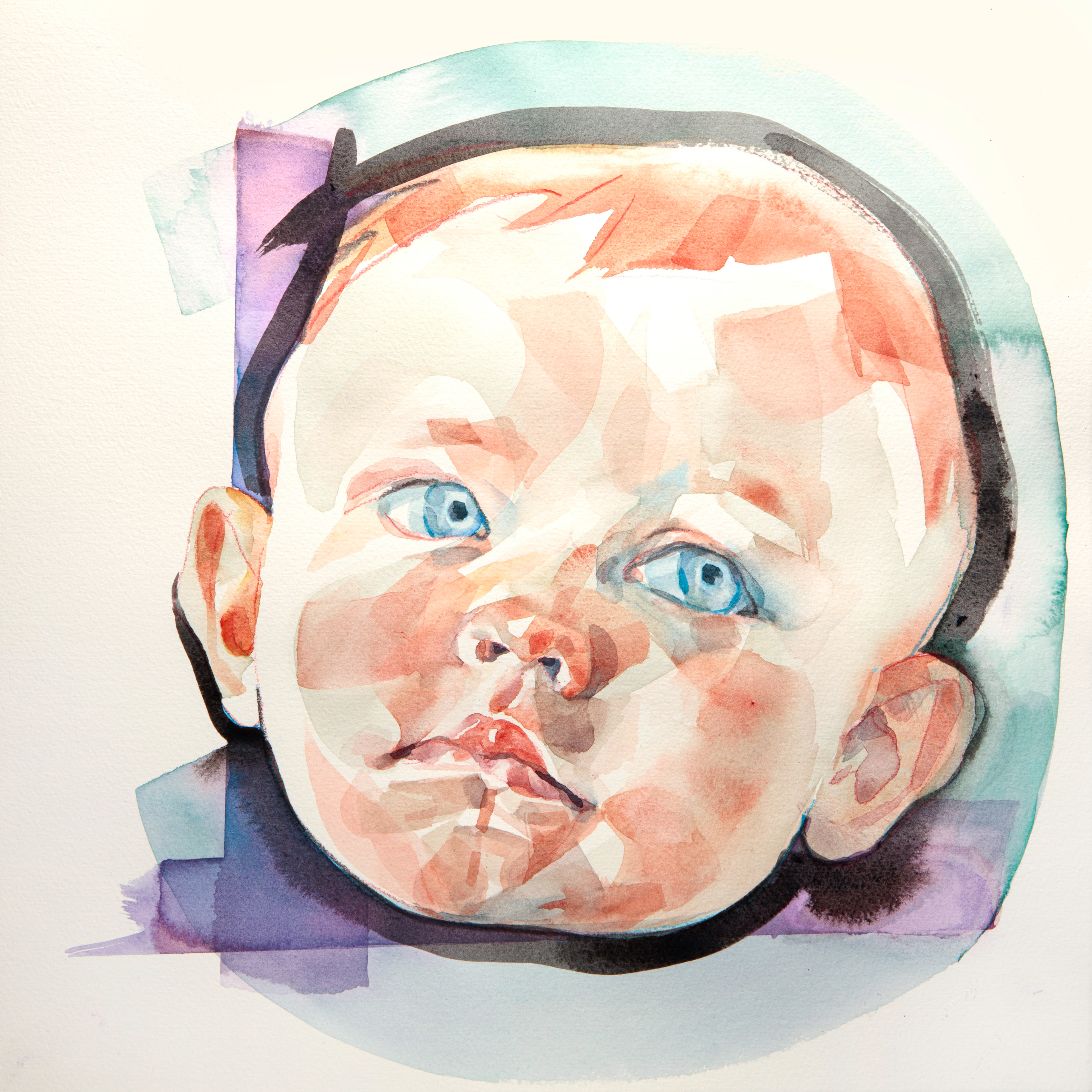 Portrait commission watercolor on paper