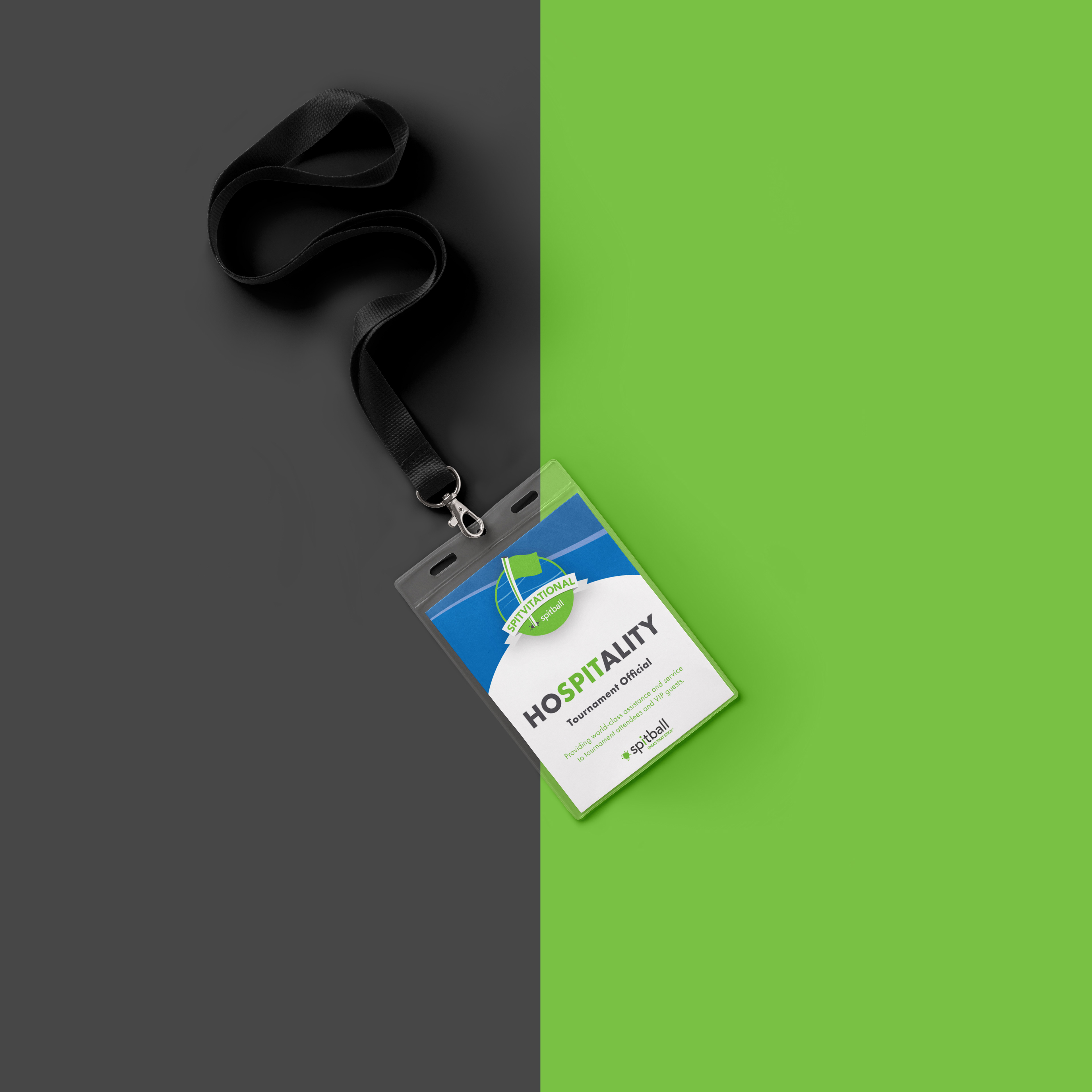 Tags worn by Spitball Advertising employees