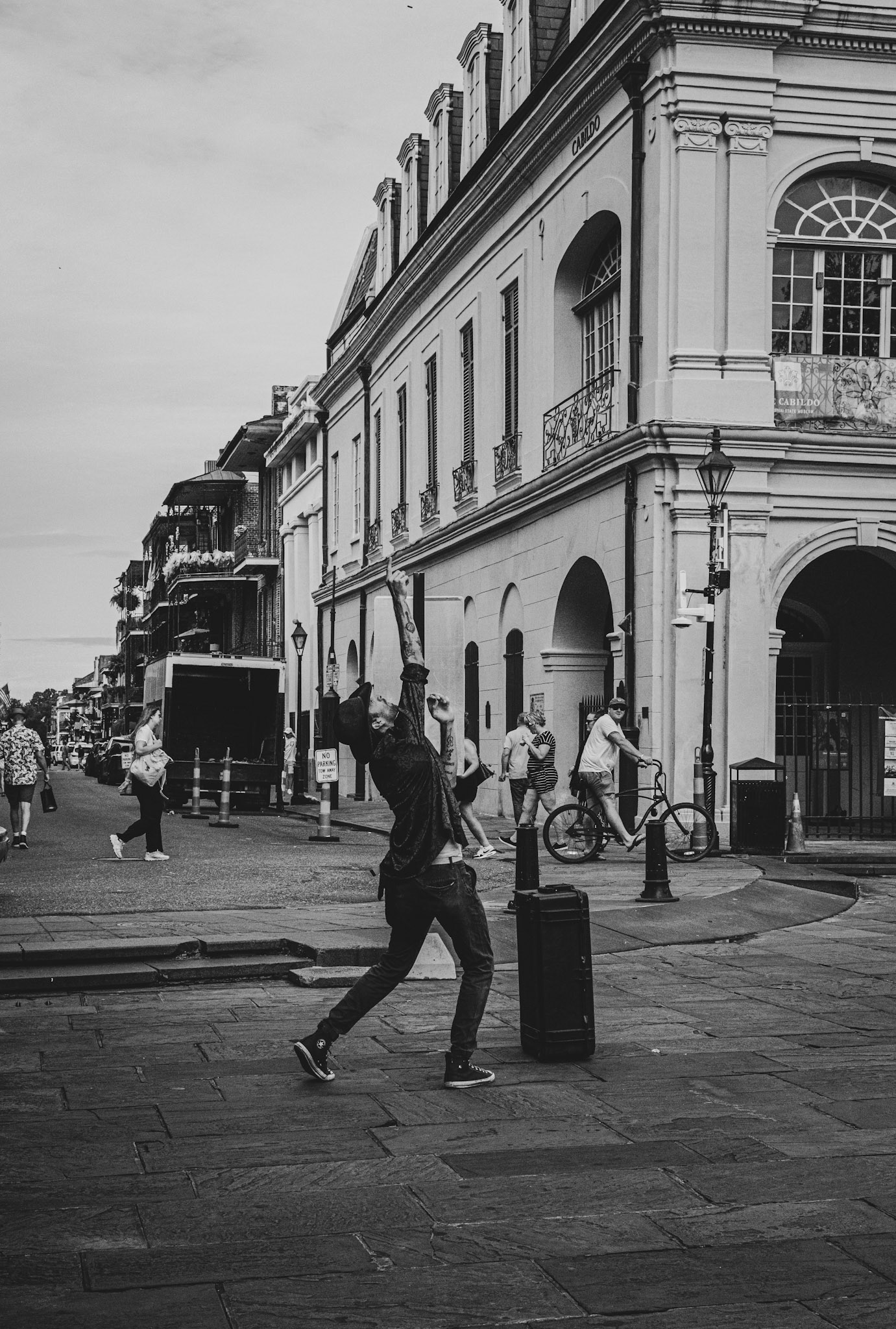 Local street performer at Jackson Square performing his tricks for all to see in New Orleans, La, 2014 