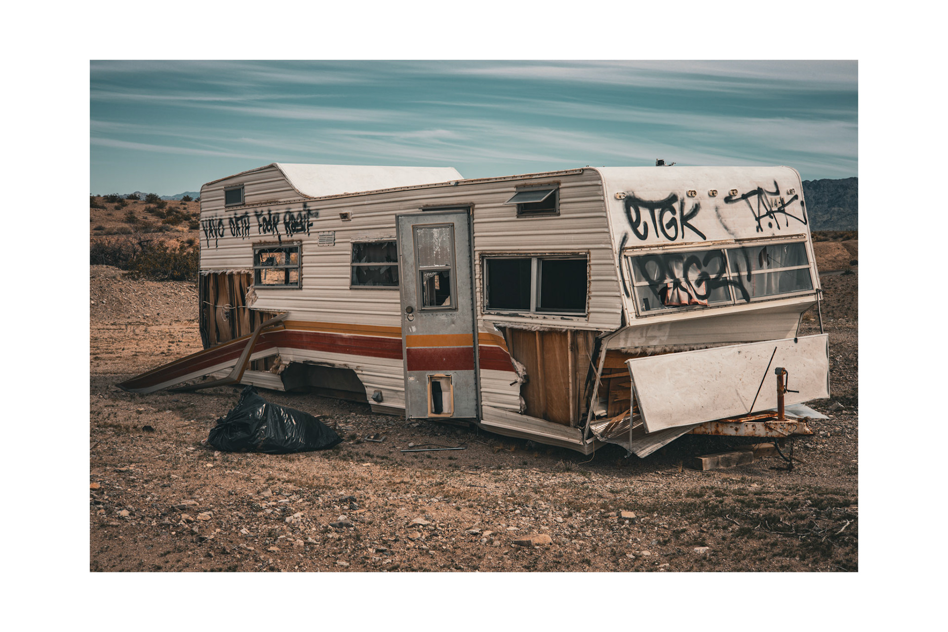 Rv left on the side of the road, Route 66, Ca, 2014