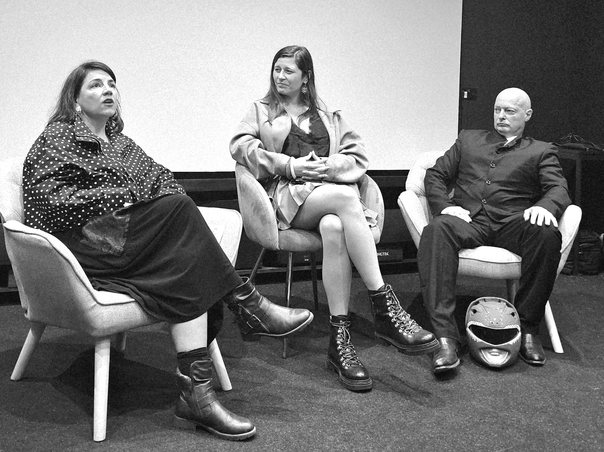 Guest speakers Sivan Raphaely and Adam Richards with panel host Iveta Trifonova