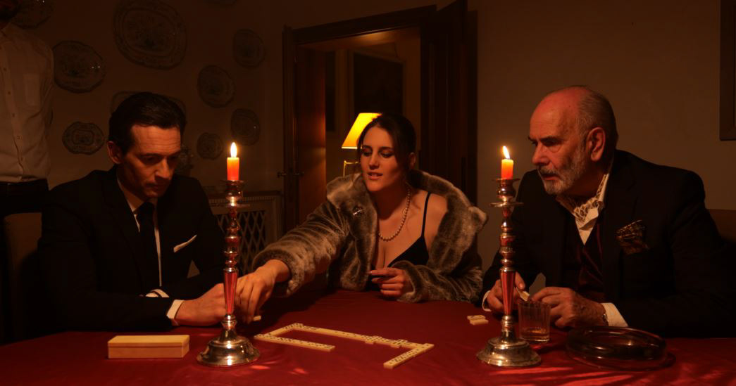 USSR Russian Douuho White Bakelite Dominos and metal candlesticks