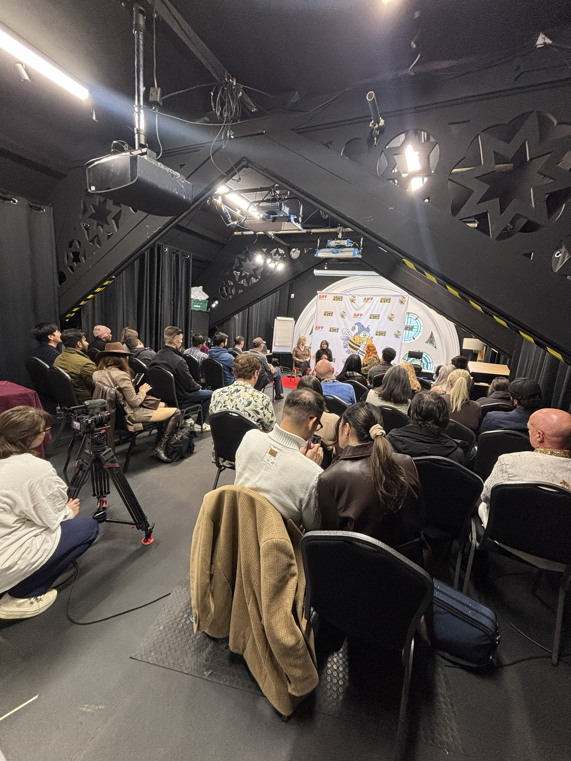 A full audience for the guest speaker panel at BUZZIN’ SHORTS 2025.