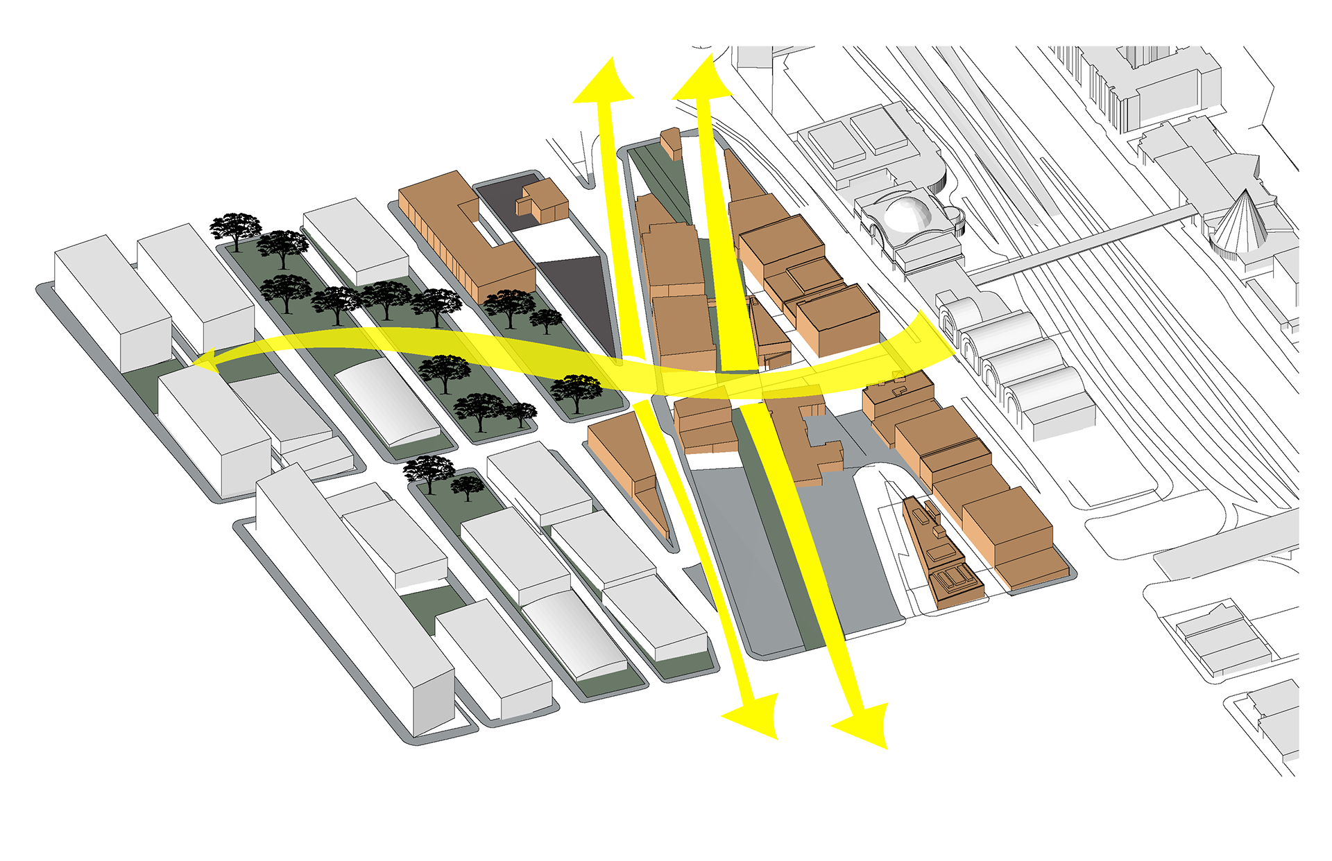 3D Render with Pedestrian Highway