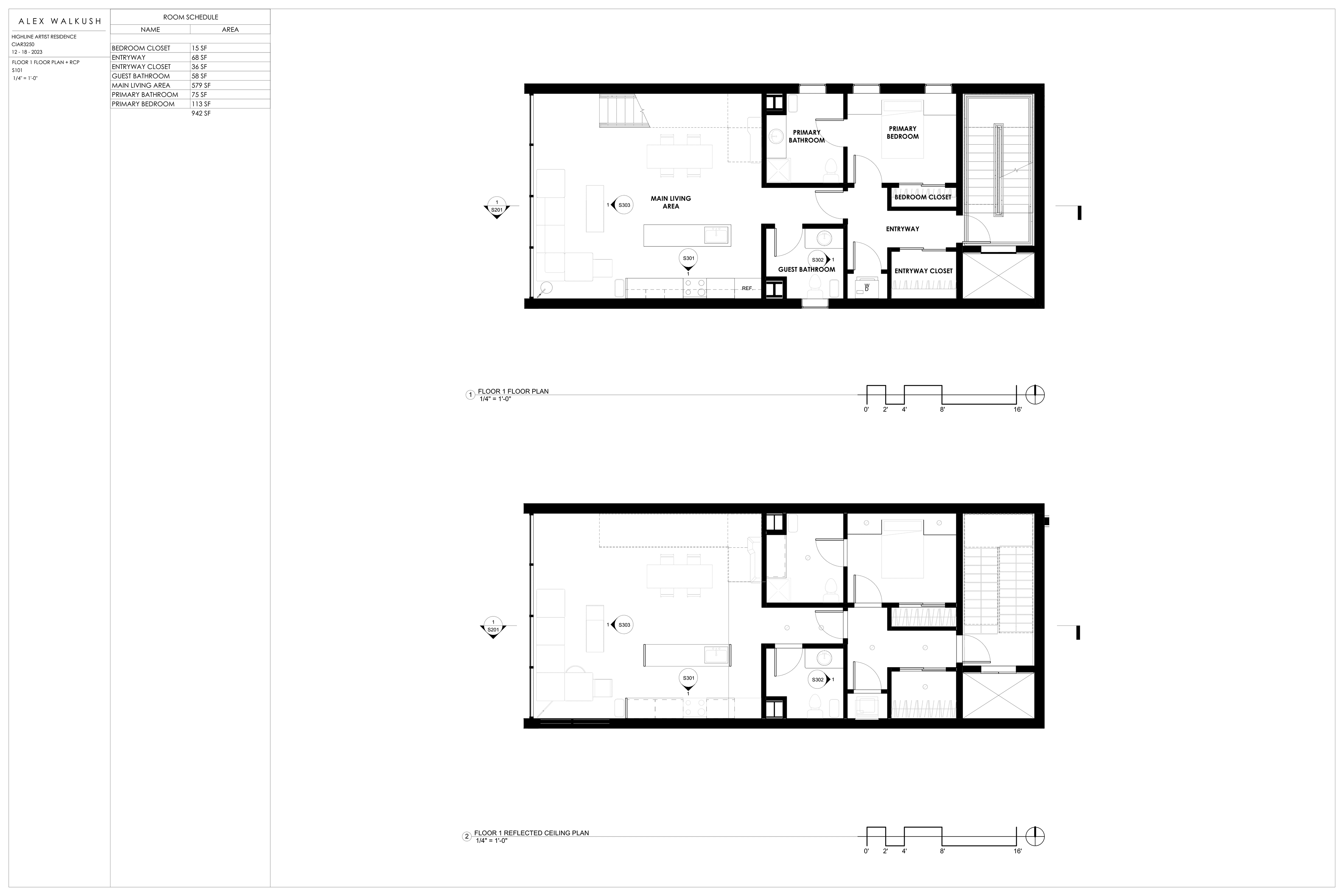 Project 6 - Floor 1 Floor Plan + Reverse Ceiling Plan