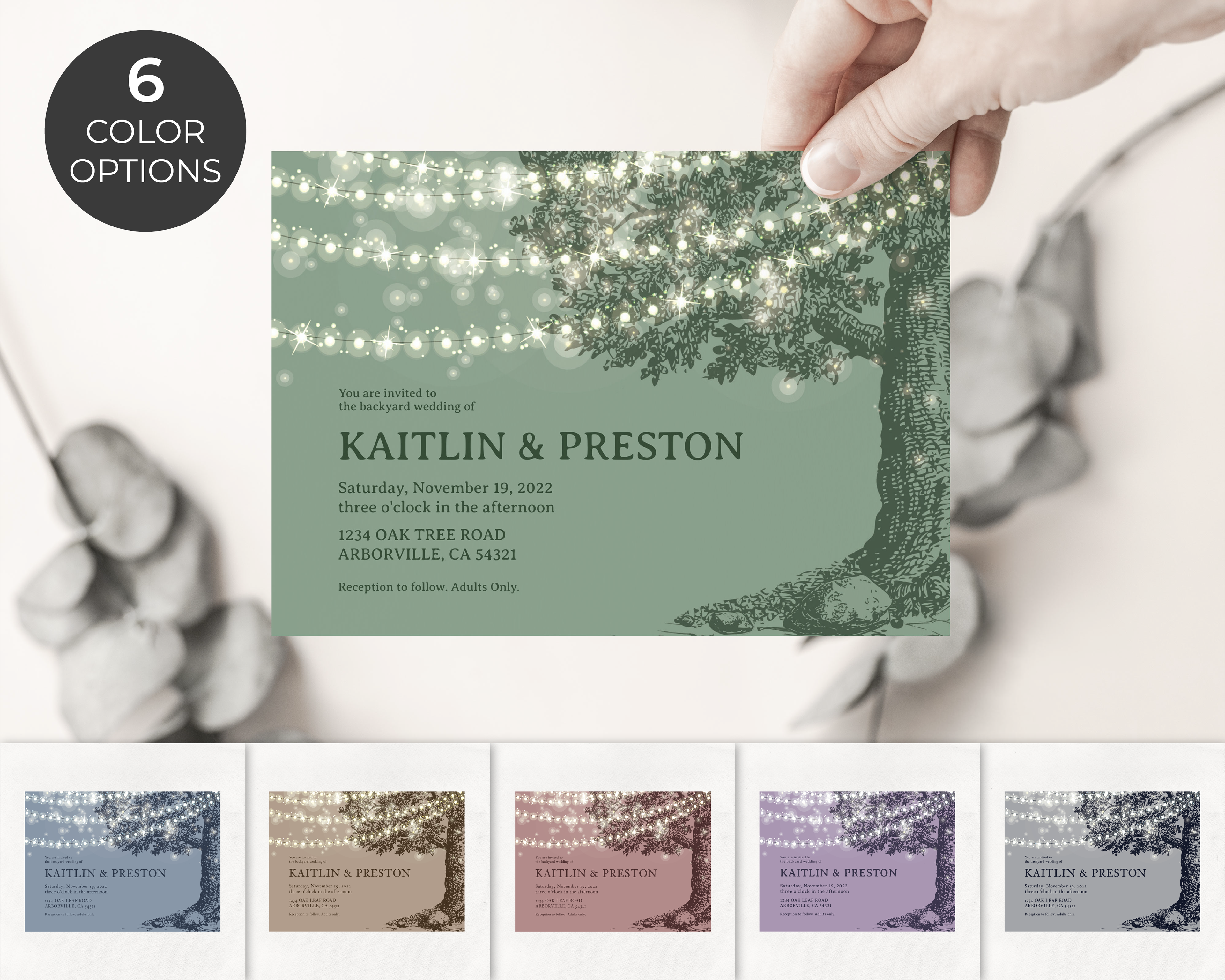 Oak Tree with Lights Invitation (editable template)