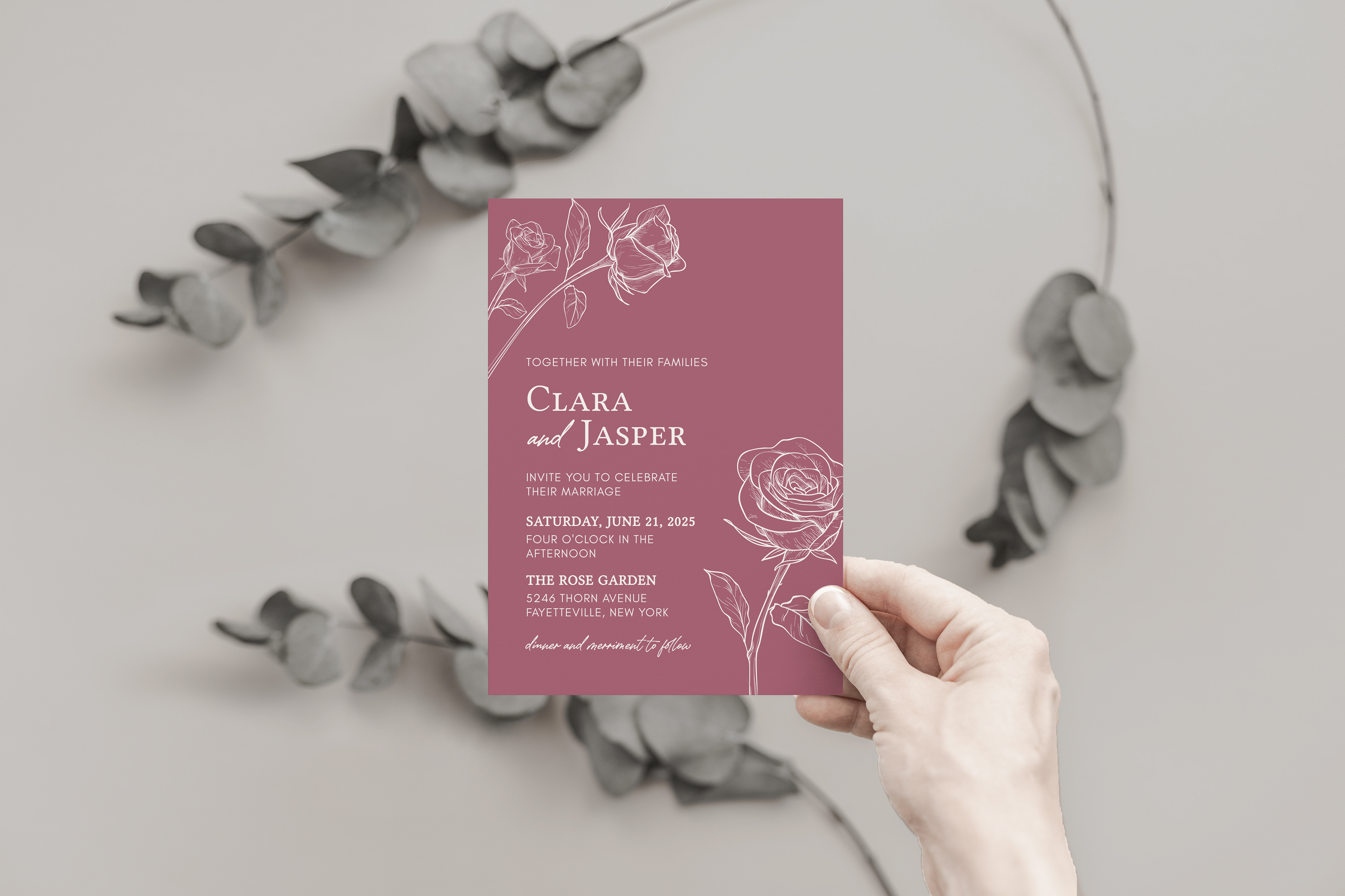 Modern Rose Themed Invitation Suite (editable template)