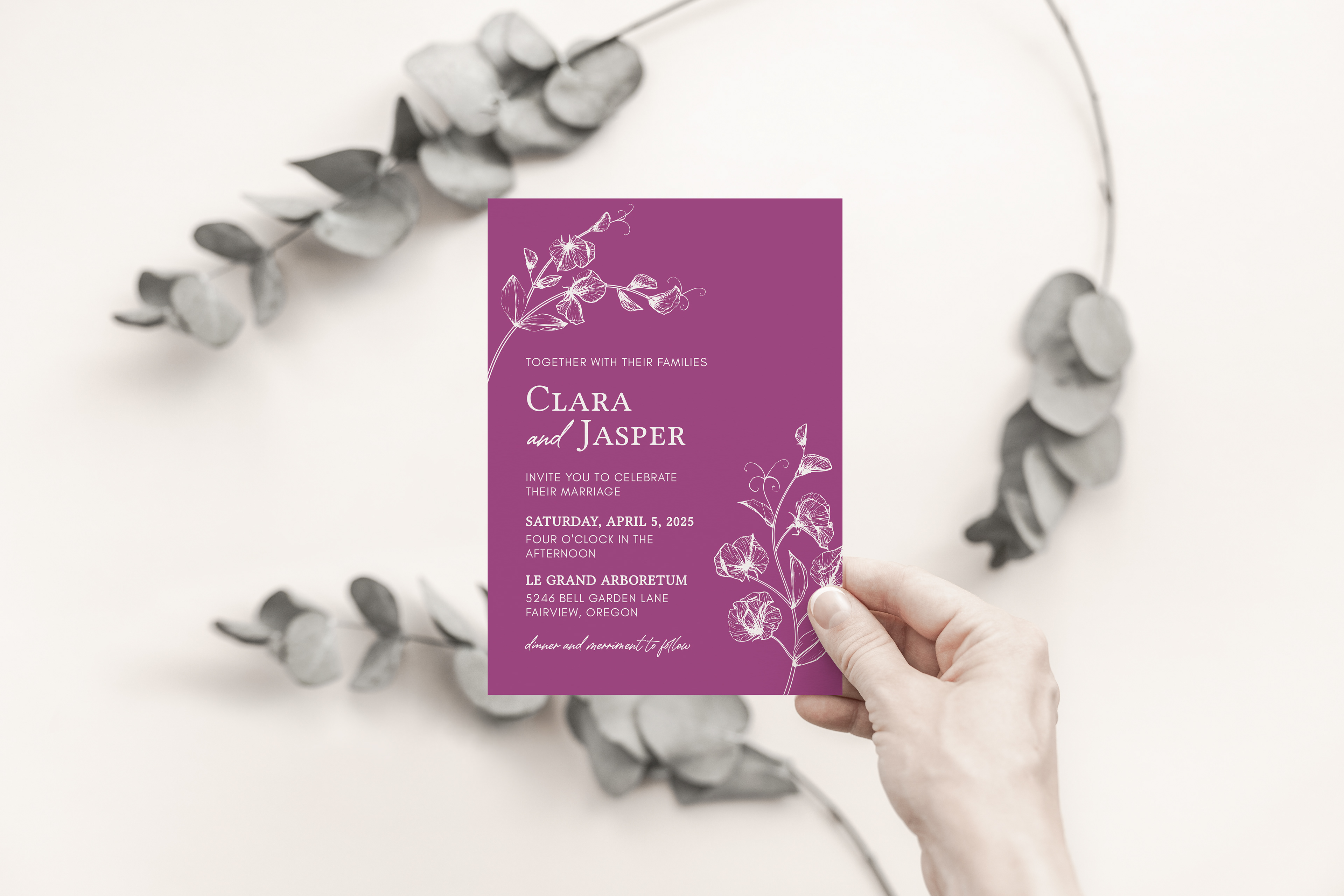 Modern Sweet Pea Themed Invitation Suite (editable template)
