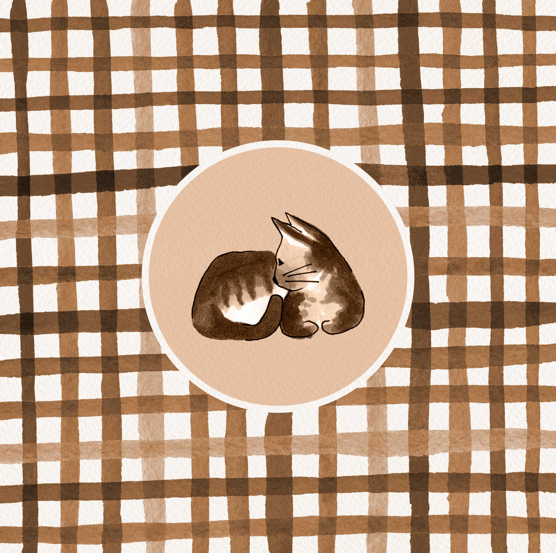 Plaid cat in brown palette