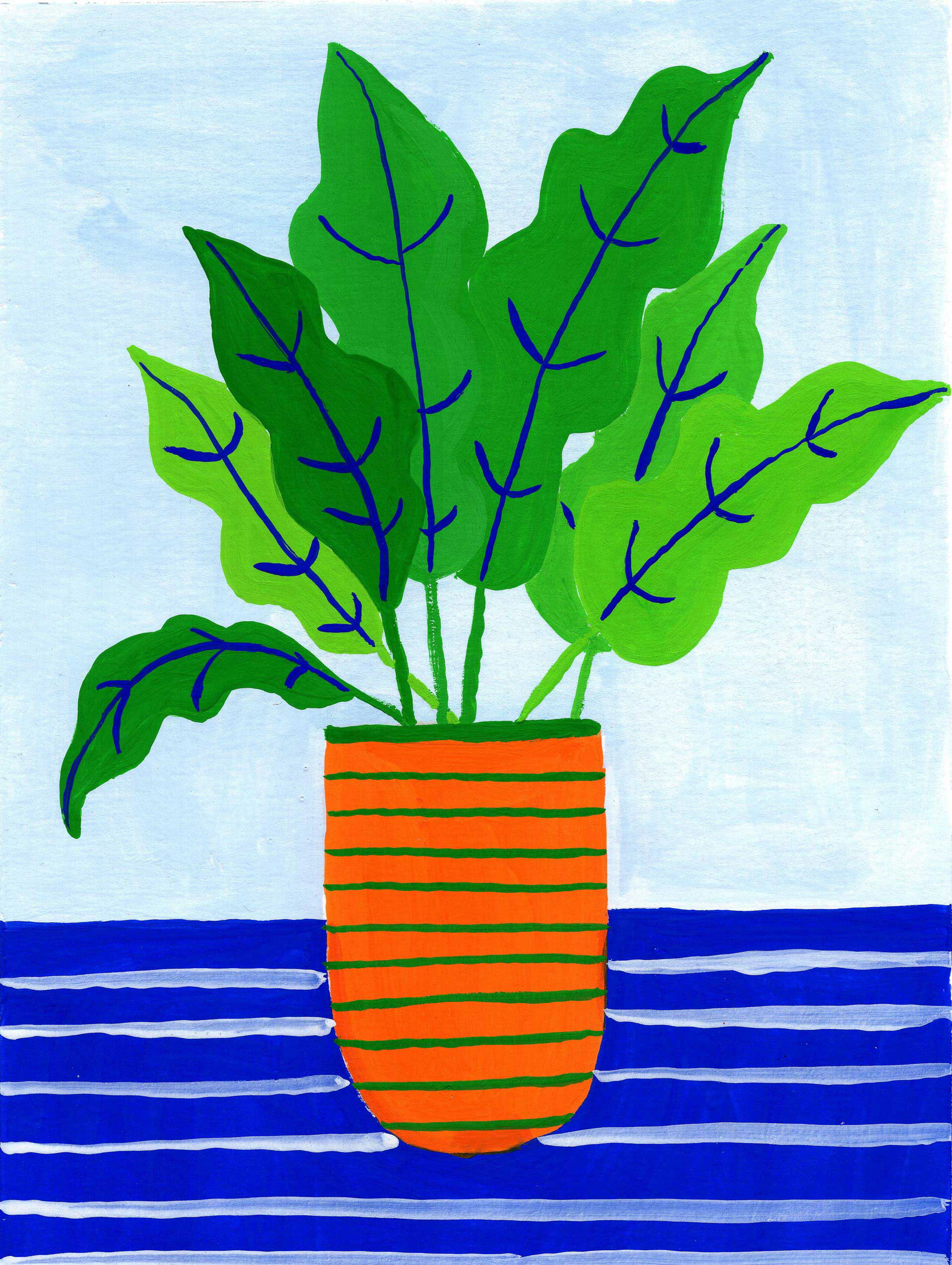 Potted plant I gouache painting