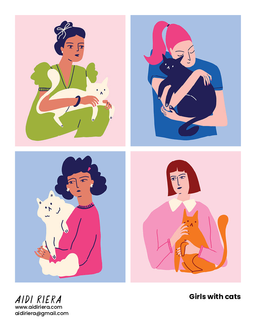 Girls with cats