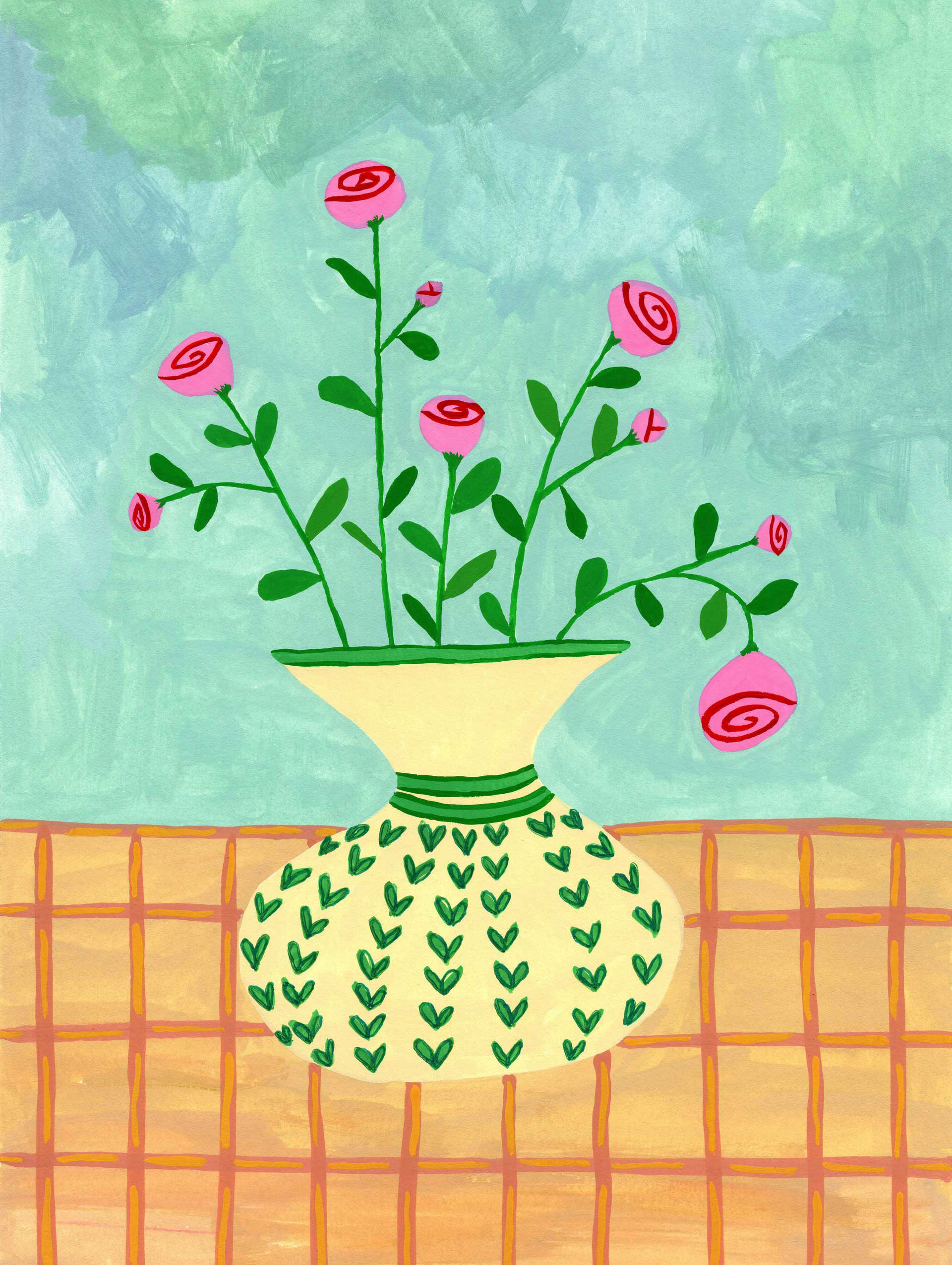Flowers on a vase II gouache panting