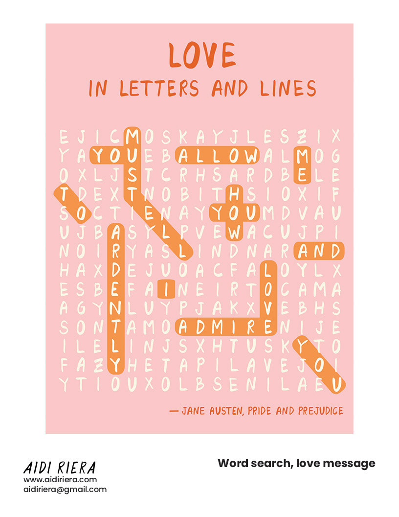 Word search, love message