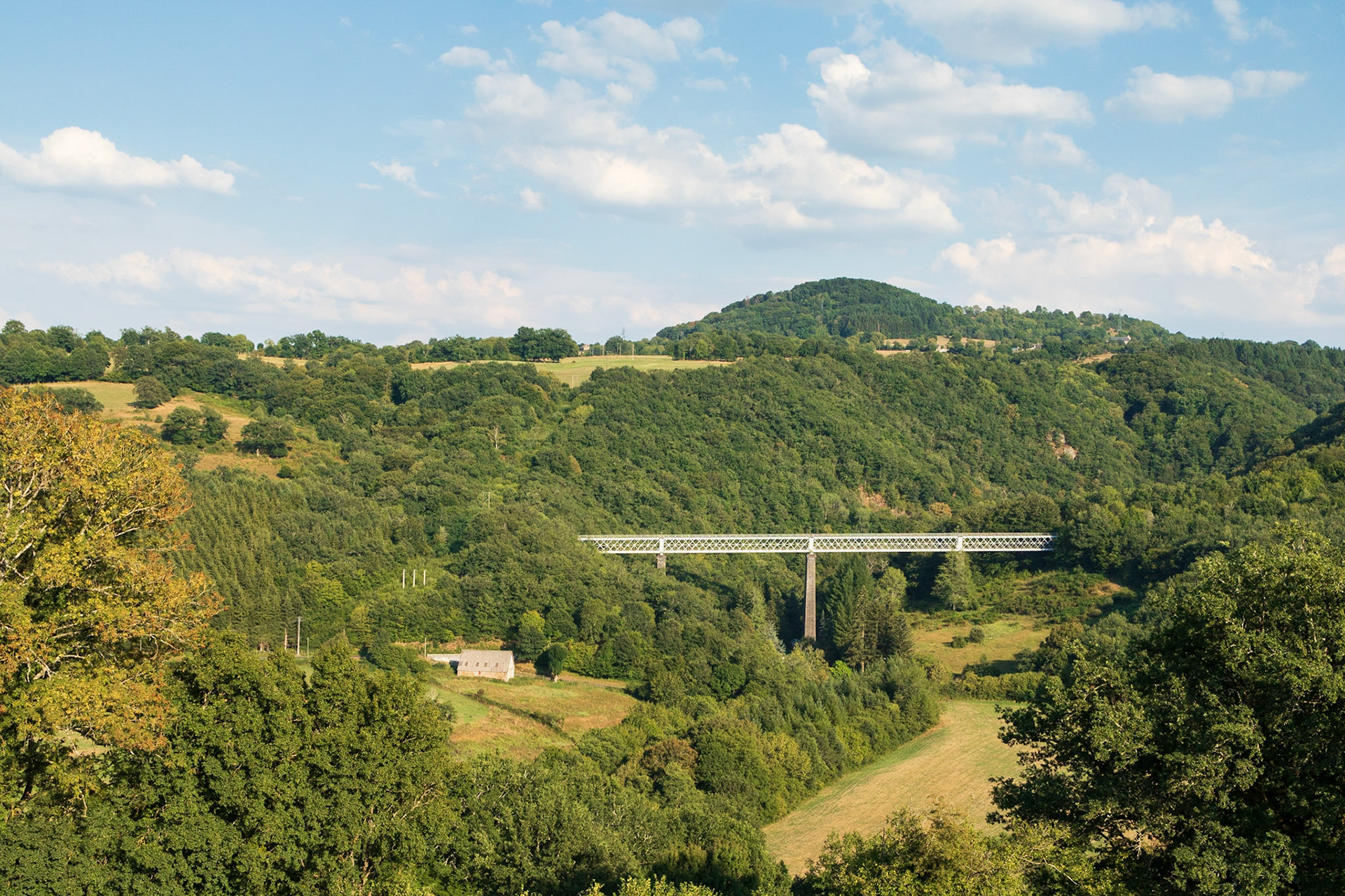 Pont-rail en treillis poutre d'acier, achevé en 1892. Sa portée est de 59,4m pour une longueur totale de 210m.