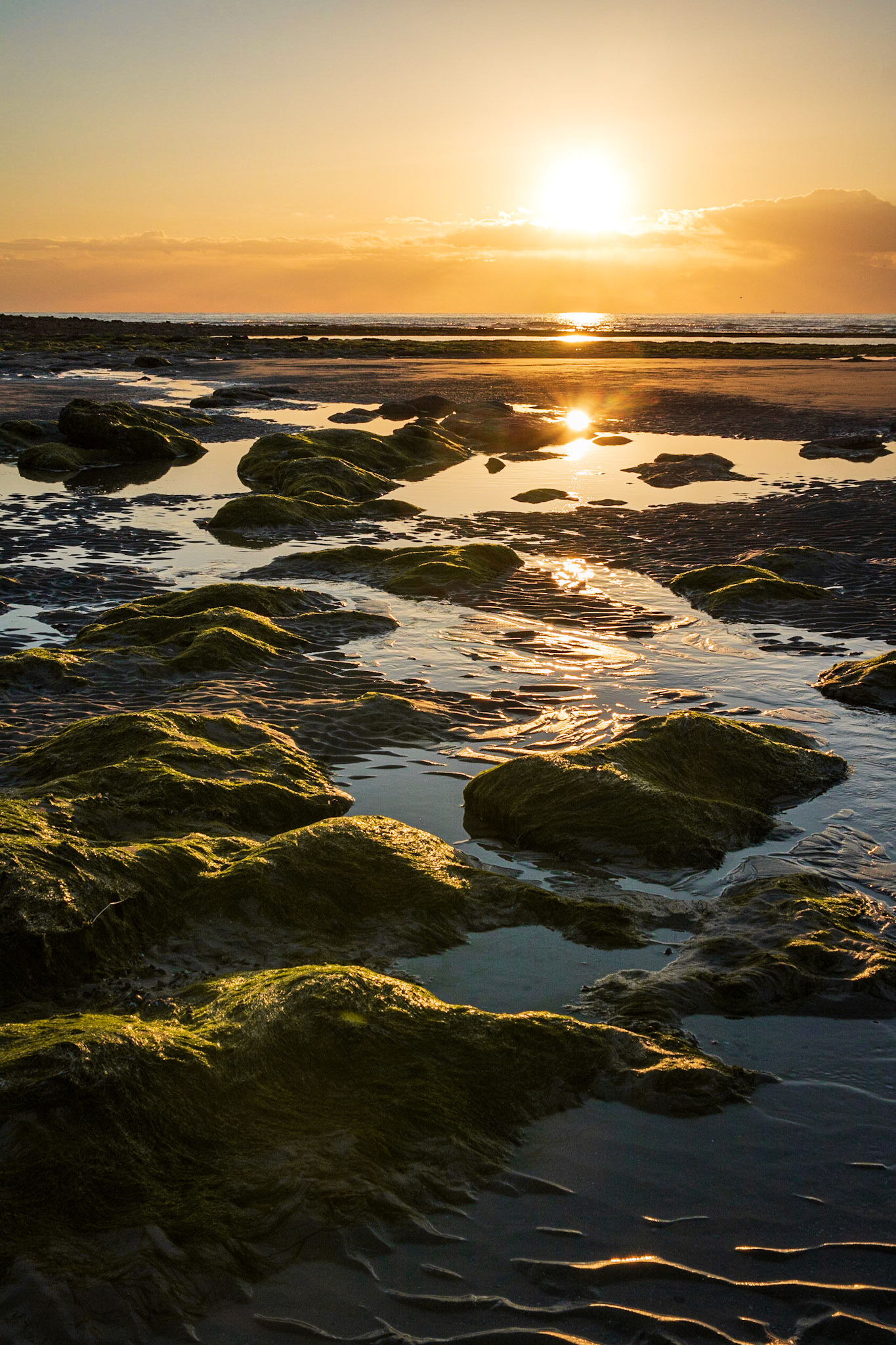 Coucher de soleil sur la plage du Portel