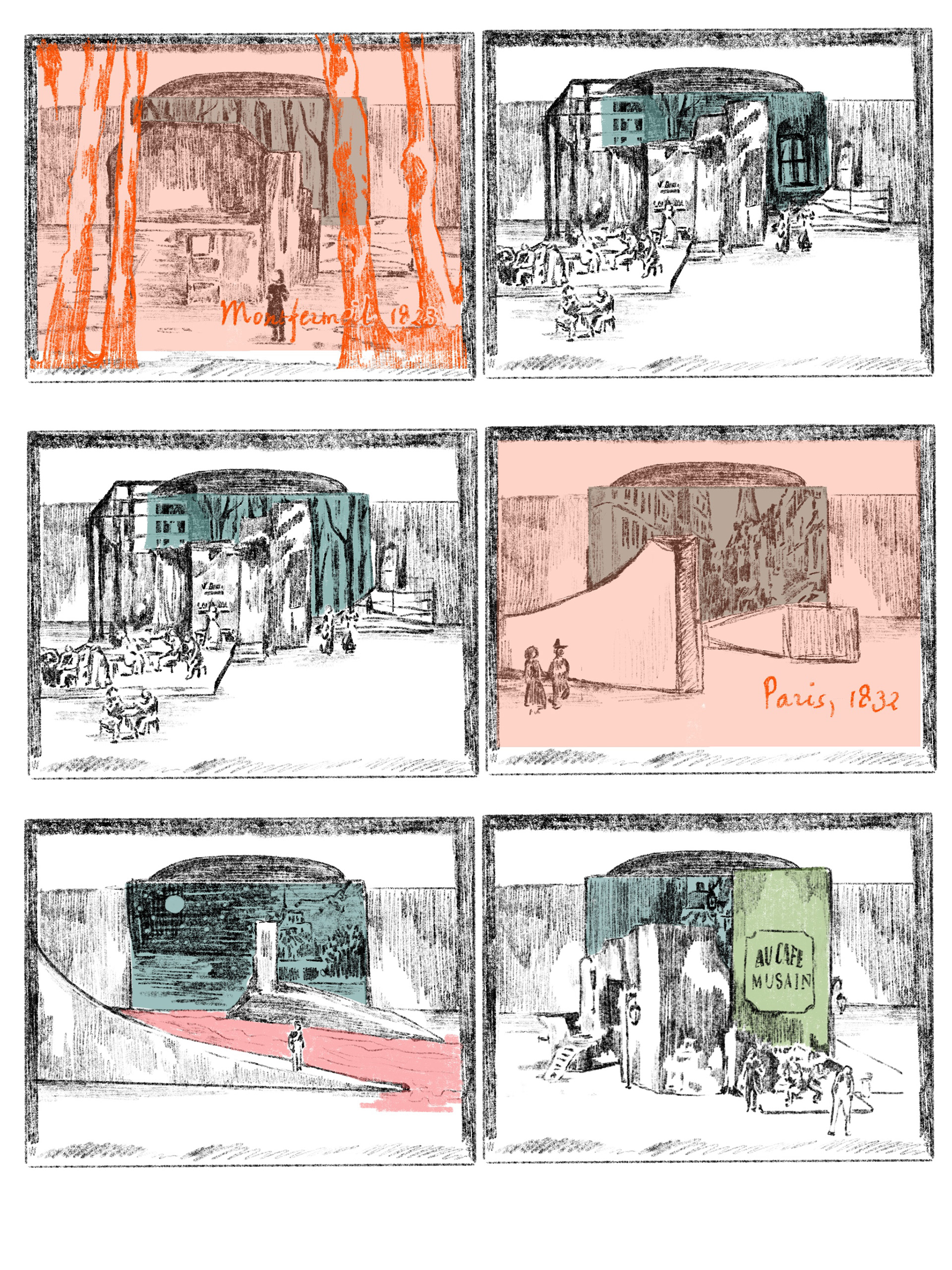 Croquis et story board scène 1