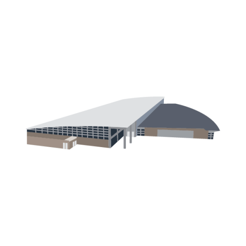 An animated illustration of a campus building