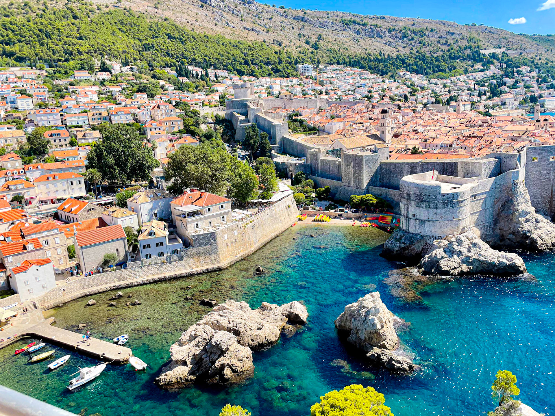 Crowned by ancient walls and cradled between azure seas and stoic mountains: Dubrovnik's timeless allure.