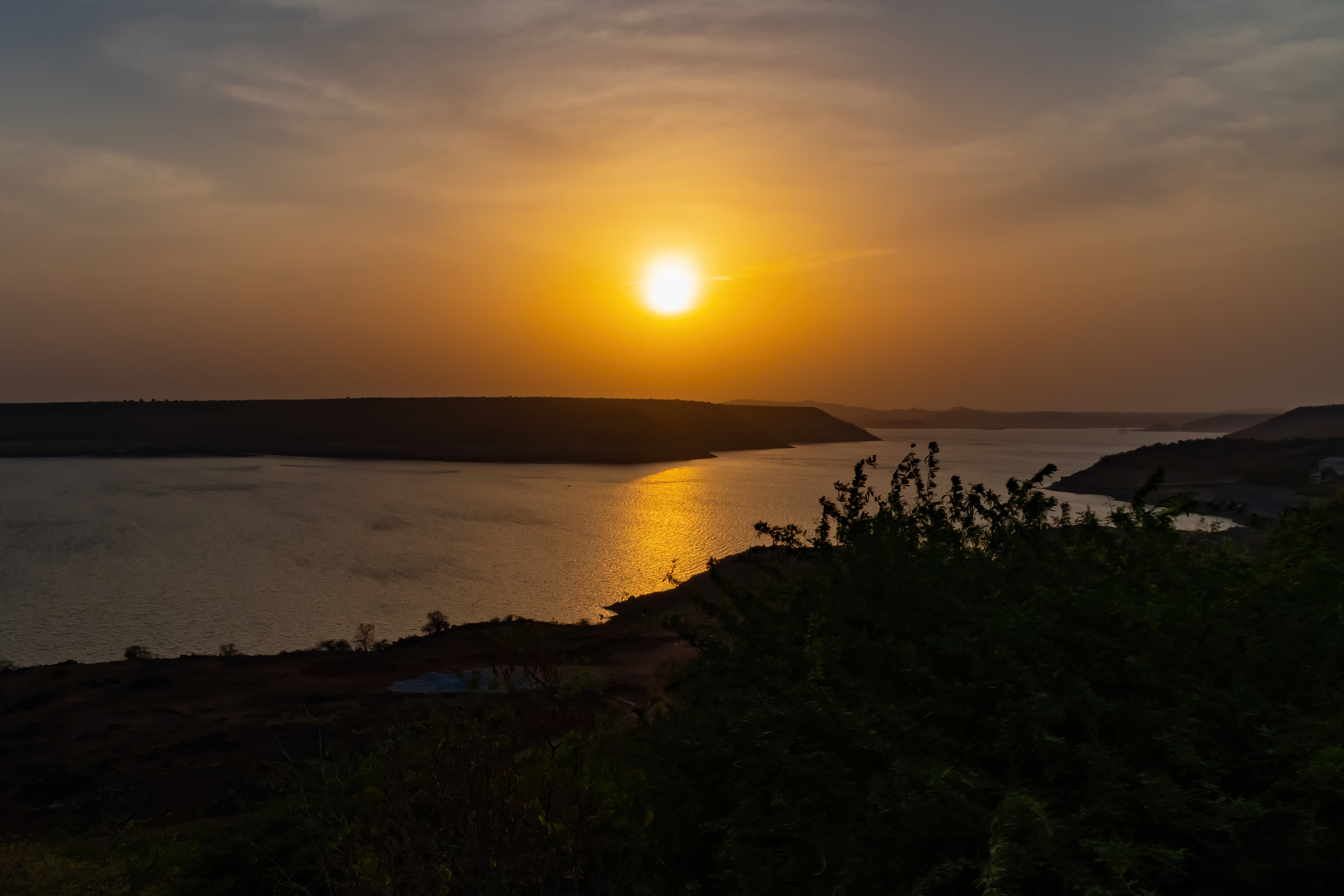 Sunset over Krishna Backwaters