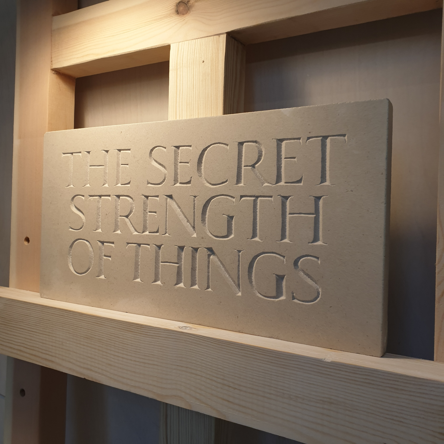 'The Secret Strength of Things' Letter carving in limestone