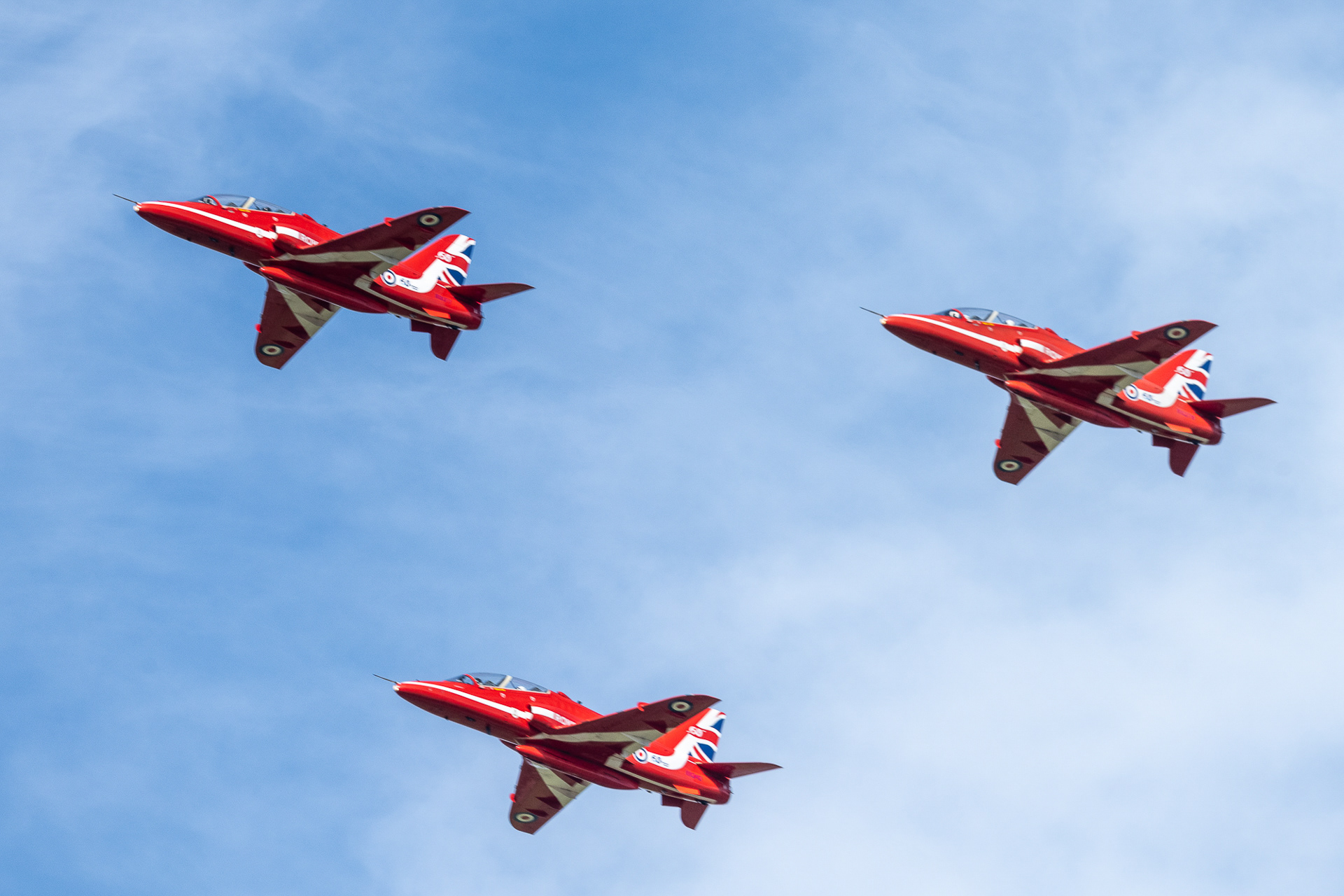 Red Arrows flying over Worcester