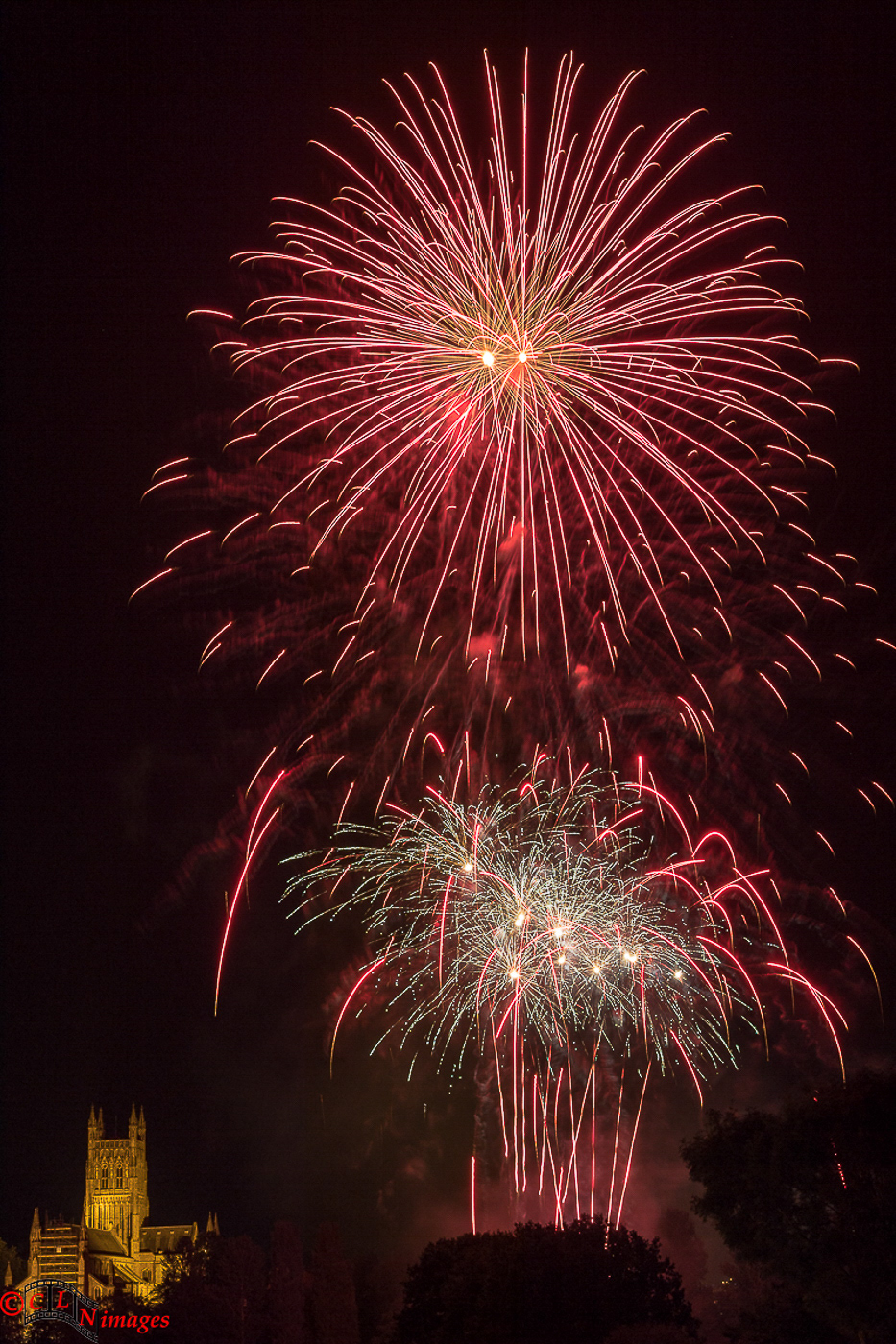Fireworks over Worcester Cathedral