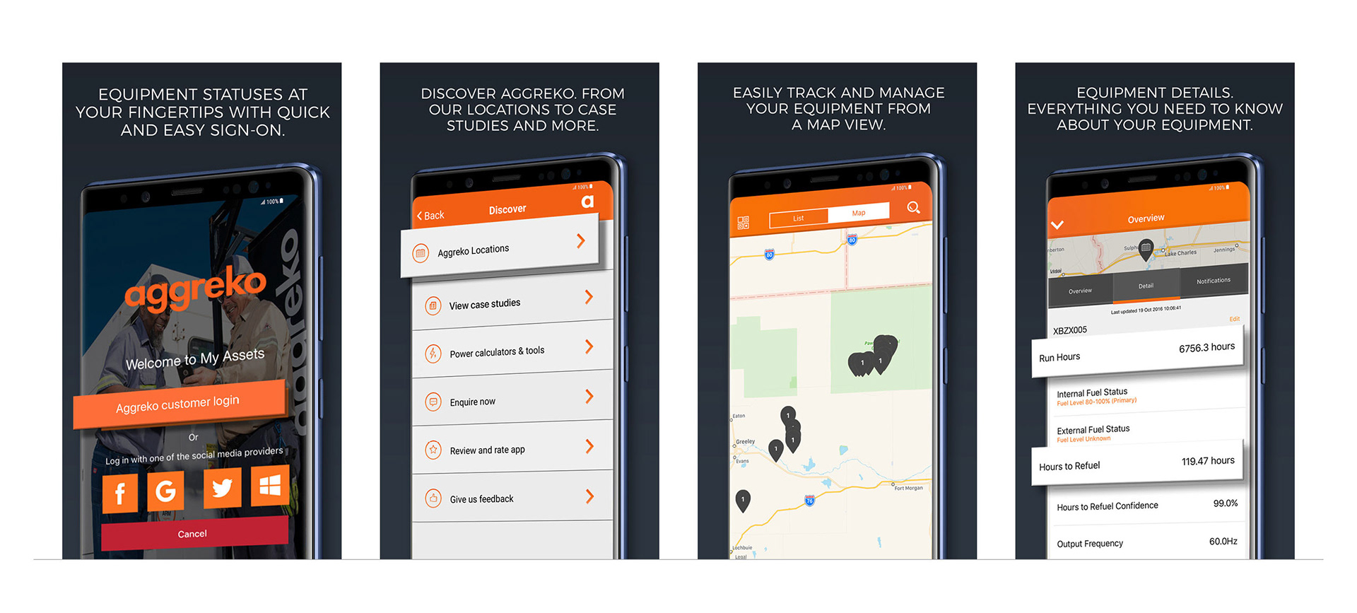 Aggreko Remote Monitoring (ARM) app art direction.