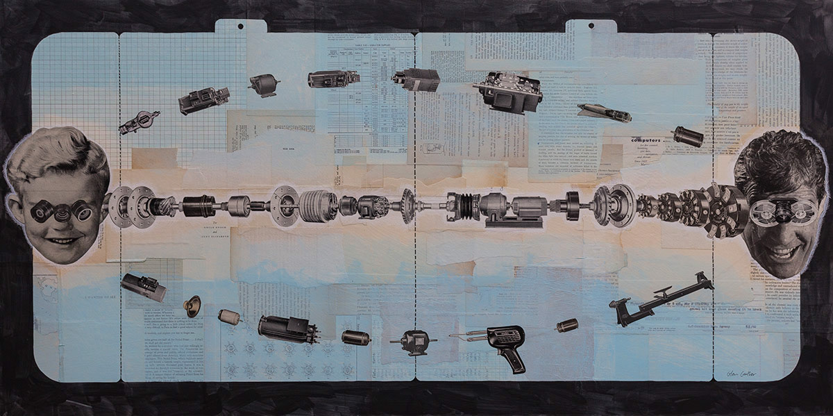 Non-Verbal, 2' x 4', collage on masonite.