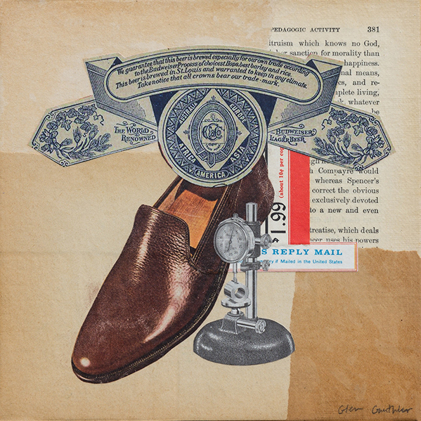 King of Loafers, 8" x 8", collage on art board