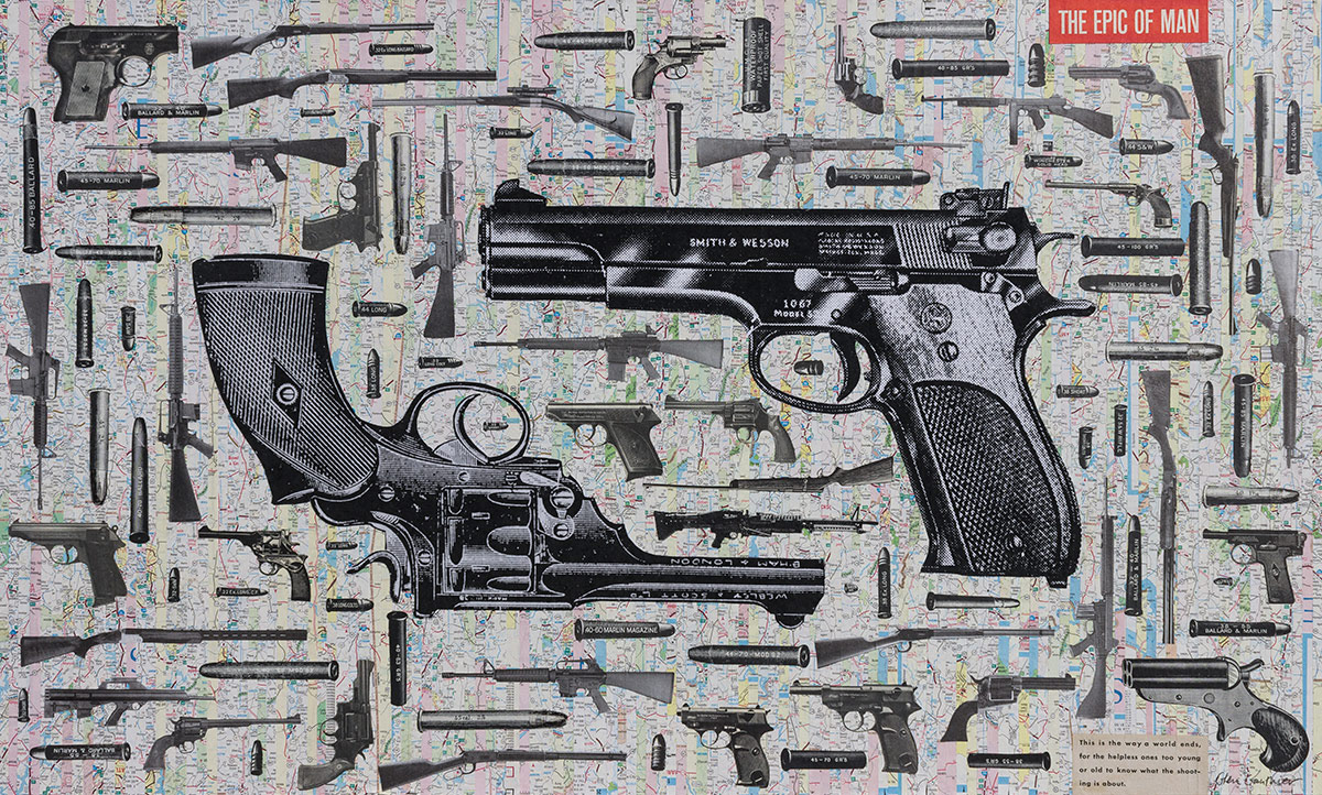The Epic of Man, 19.75" x 33", collage on masonite.