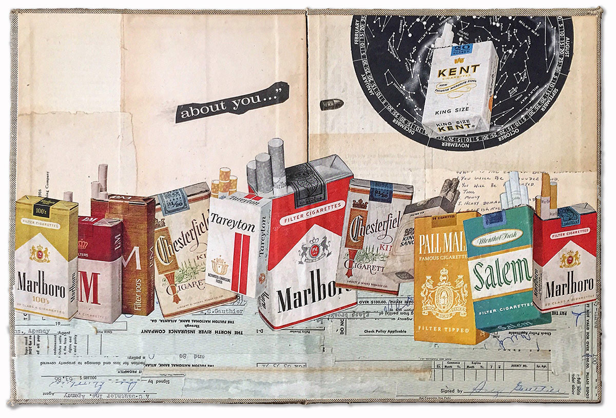 Like a Chimney, 16" x 10", collage on book covers.