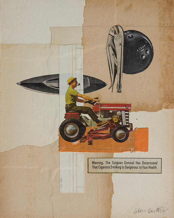 Lawnmower, 10" x 8", collage on art board