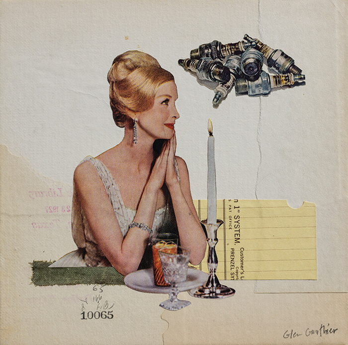 Daydreamer, 8" x 8", collage on art board