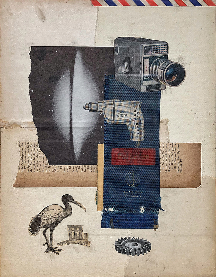 Hawking, 10" x 8", collage on art board