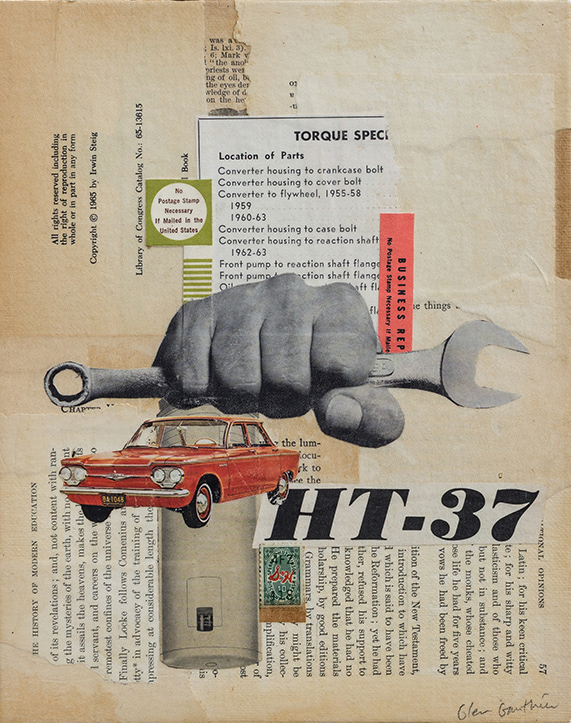 Fistbump, 10" x 8", collage on art board