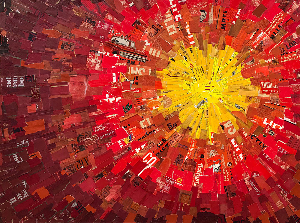 Varied, 36"x48", collage on masonite. Donated to Art House Dallas to auction off at their 8th Anniversary event.