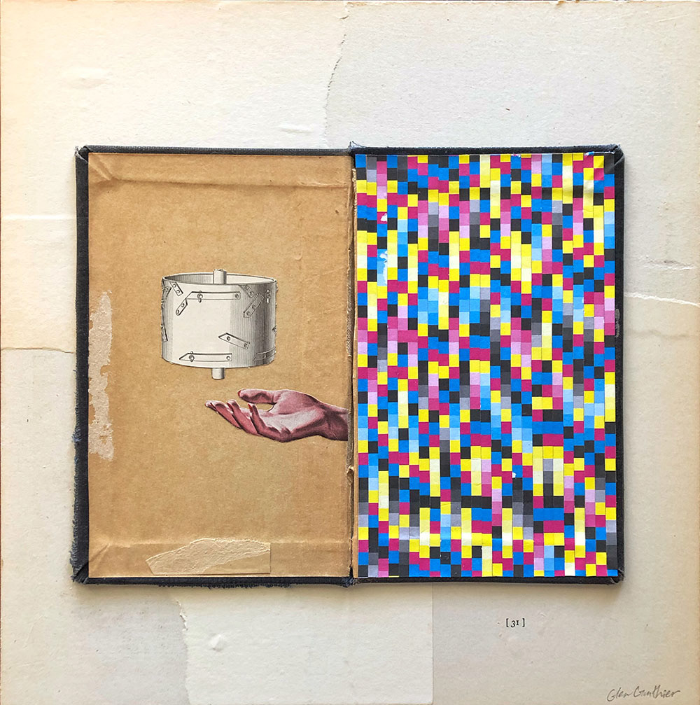Hope #6, 12" x12" collage on wood panel