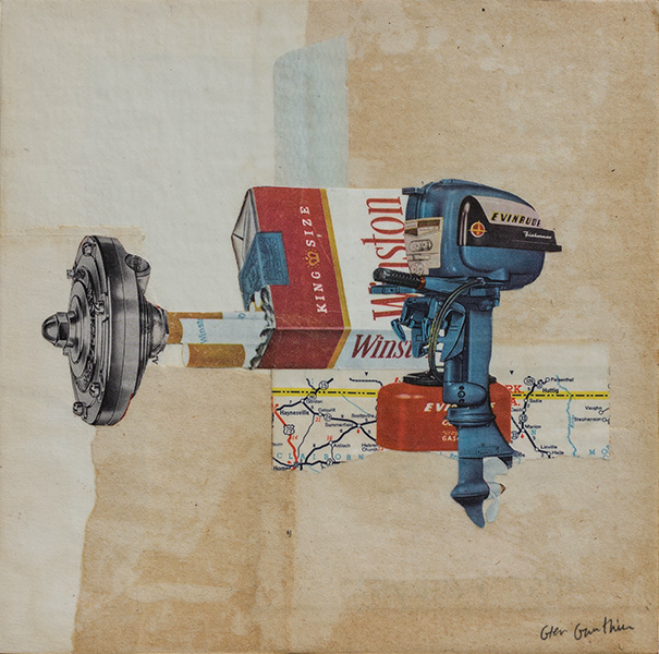 Spark, 8" x 8", collage on art board