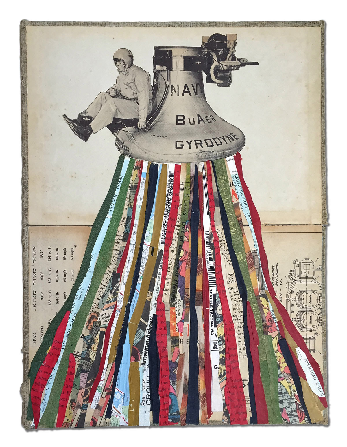 Downward Thrust, 10.5" x 14", collage on book covers.