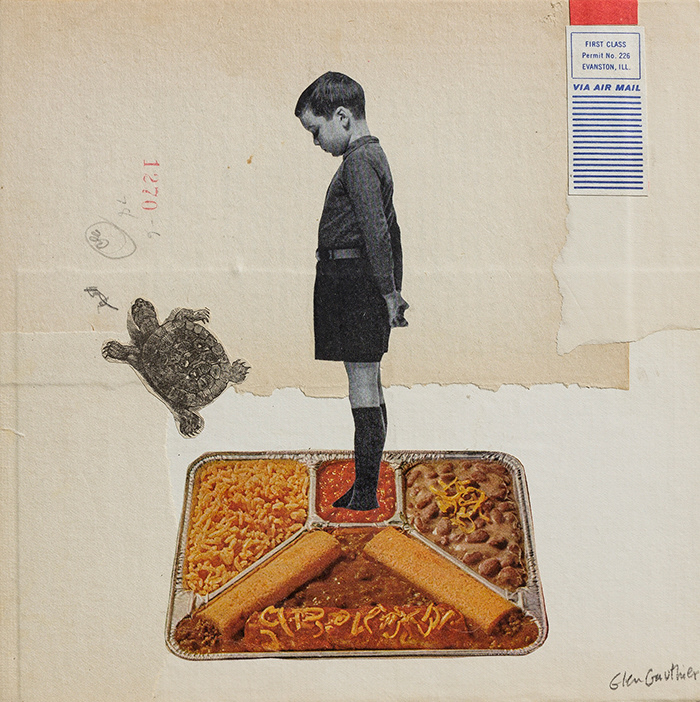 Reprimanded, 8" x 8", collage on art board