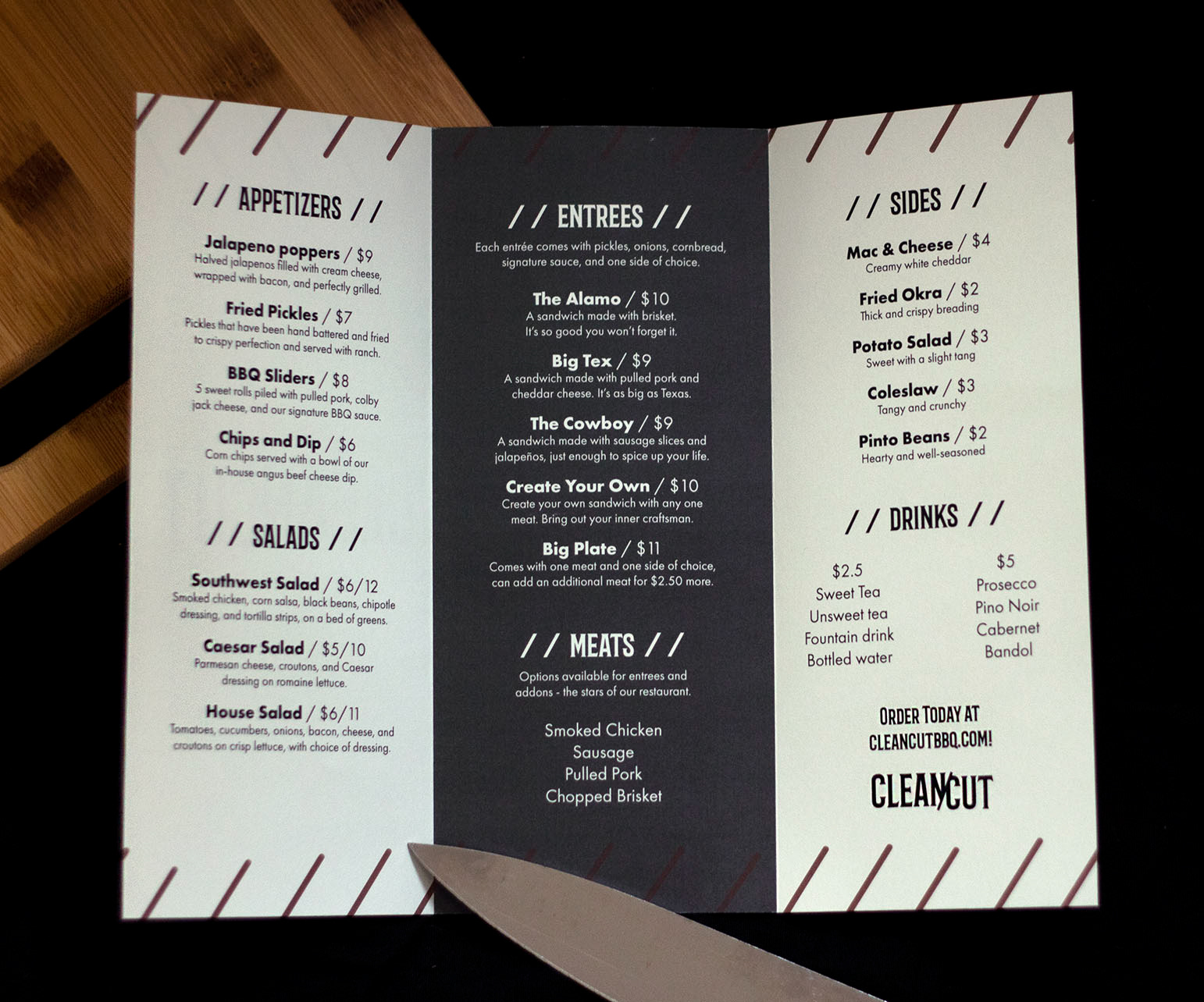 Tri-Fold Menu