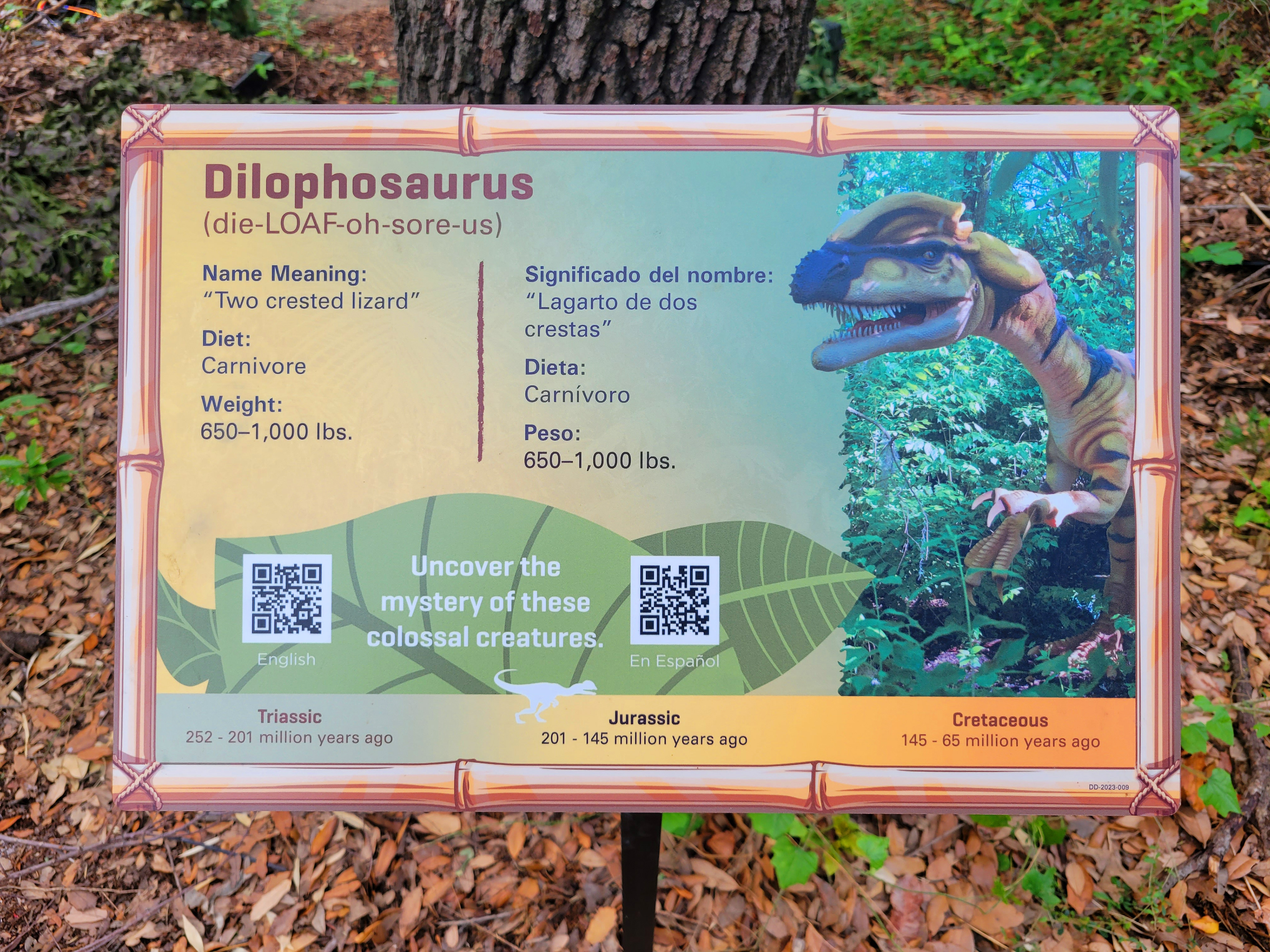 Dinosaur IDs were made for all animatronic dinosaurs, and were designed to be accessible, interactive, and informational