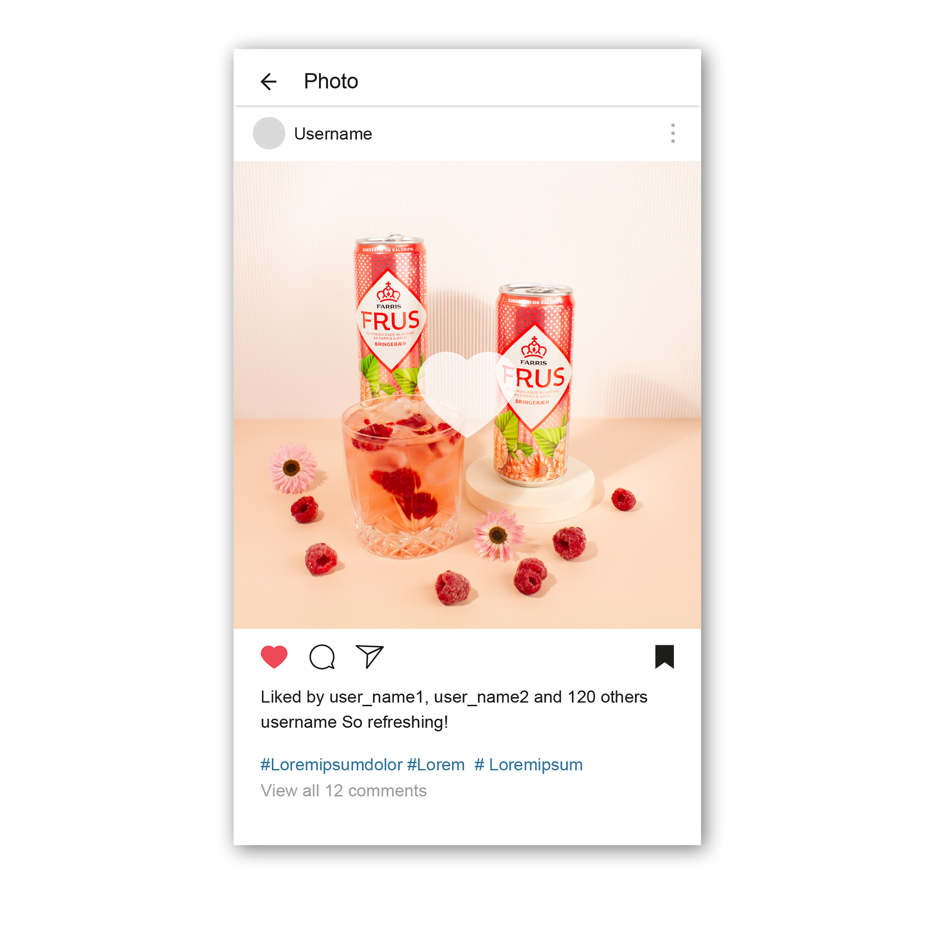 Liked Instagram-post mockup. Mockup: Designed by Freepik
