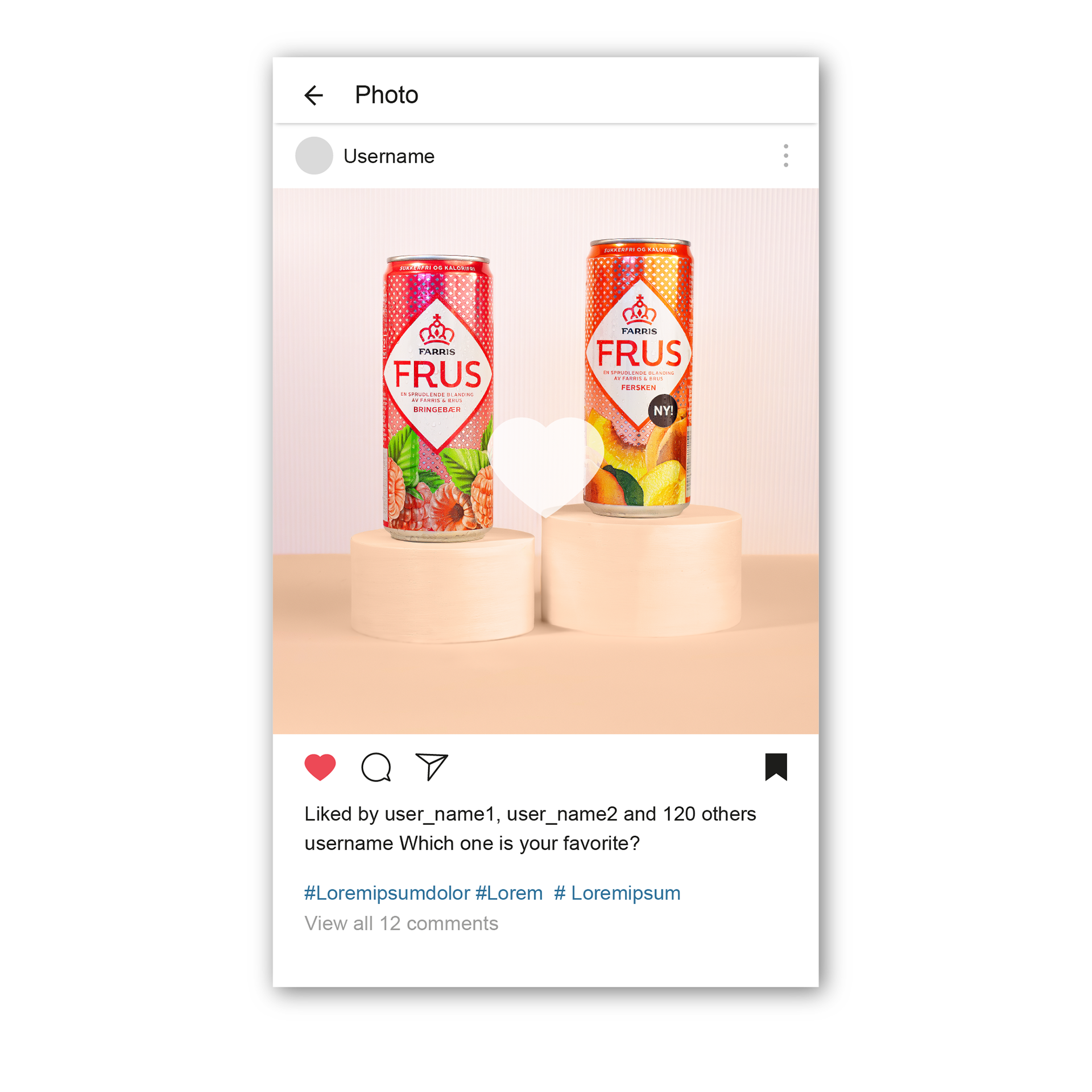 Liked Instagram-post mockup. Mockup: Designed by Freepik