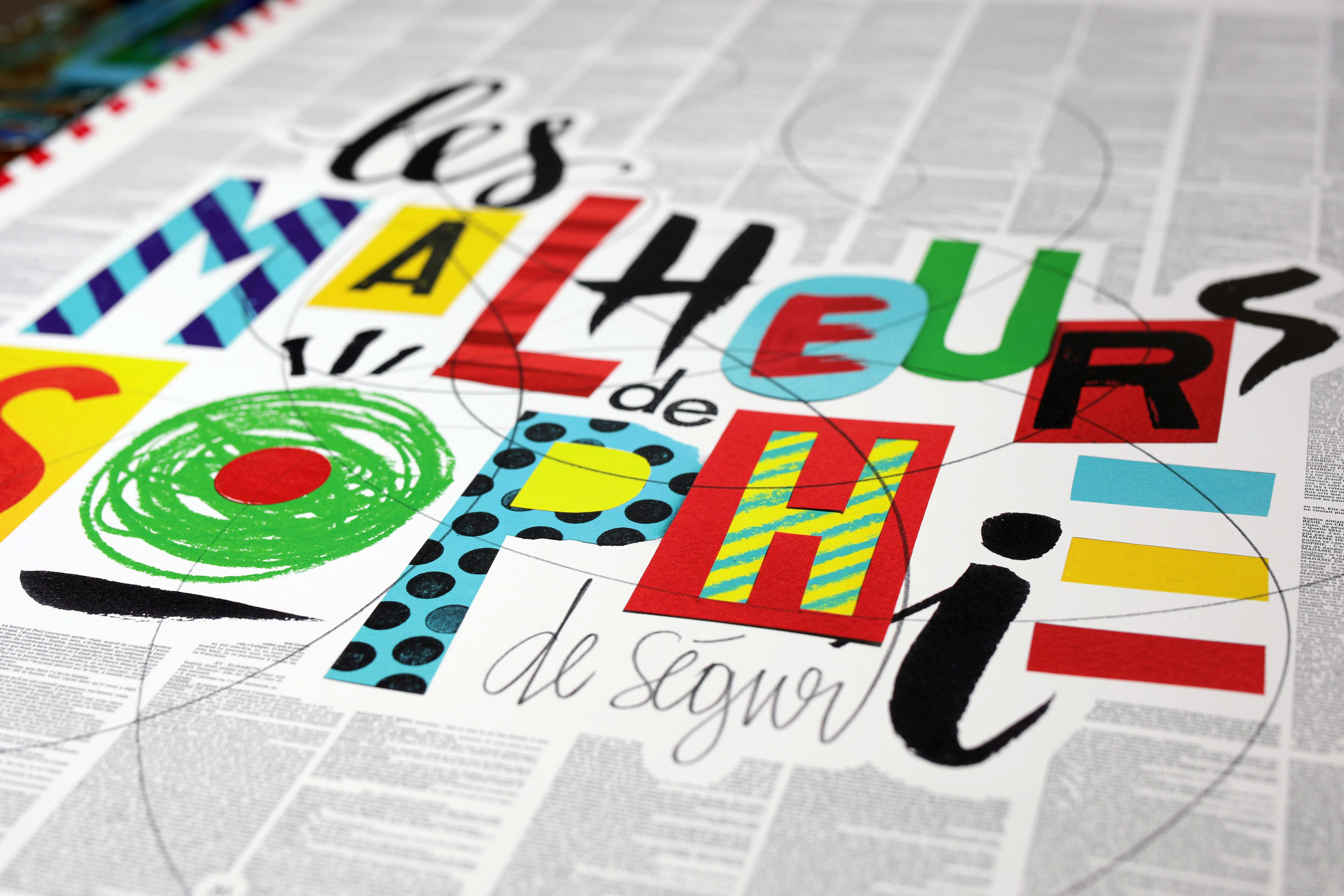 Tofdru, tof dru, PARIS, illustration, illustrateur, graphiste, graphisme, typographie, photographie, collage, dessin, peinture, atelier, workshop, poster, segur, les malheurs de sophie, comtesse de segur, roman, book, bookster