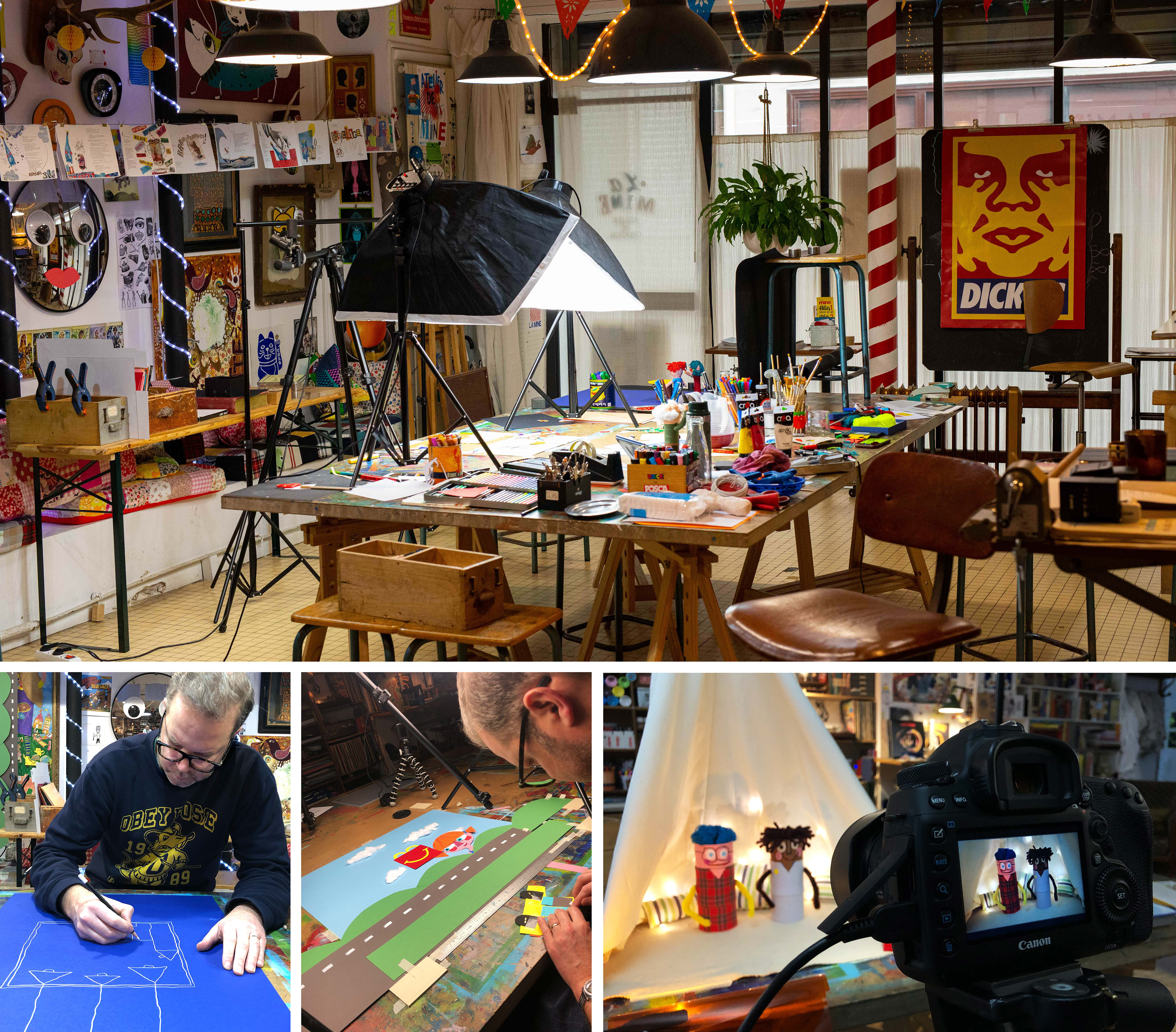 Tofdru, tof dru, PARIS, illustration, illustrateur, graphiste, graphisme, typographie, photographie, collage, dessin, peinture, animation, stop motion, film, Mc Do, Mac DO, puppets, cut, papier découpé, feutre, atelier, workshop